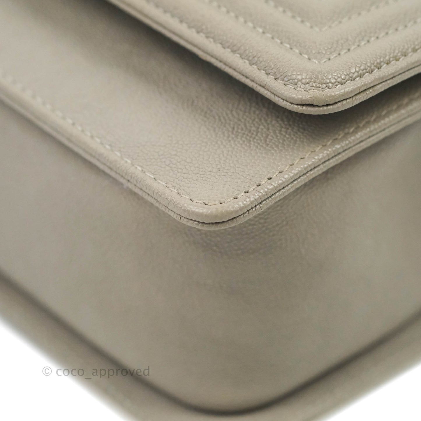 Chanel Quilted Medium Boy Etoupe Grey Caviar Silver Hardware