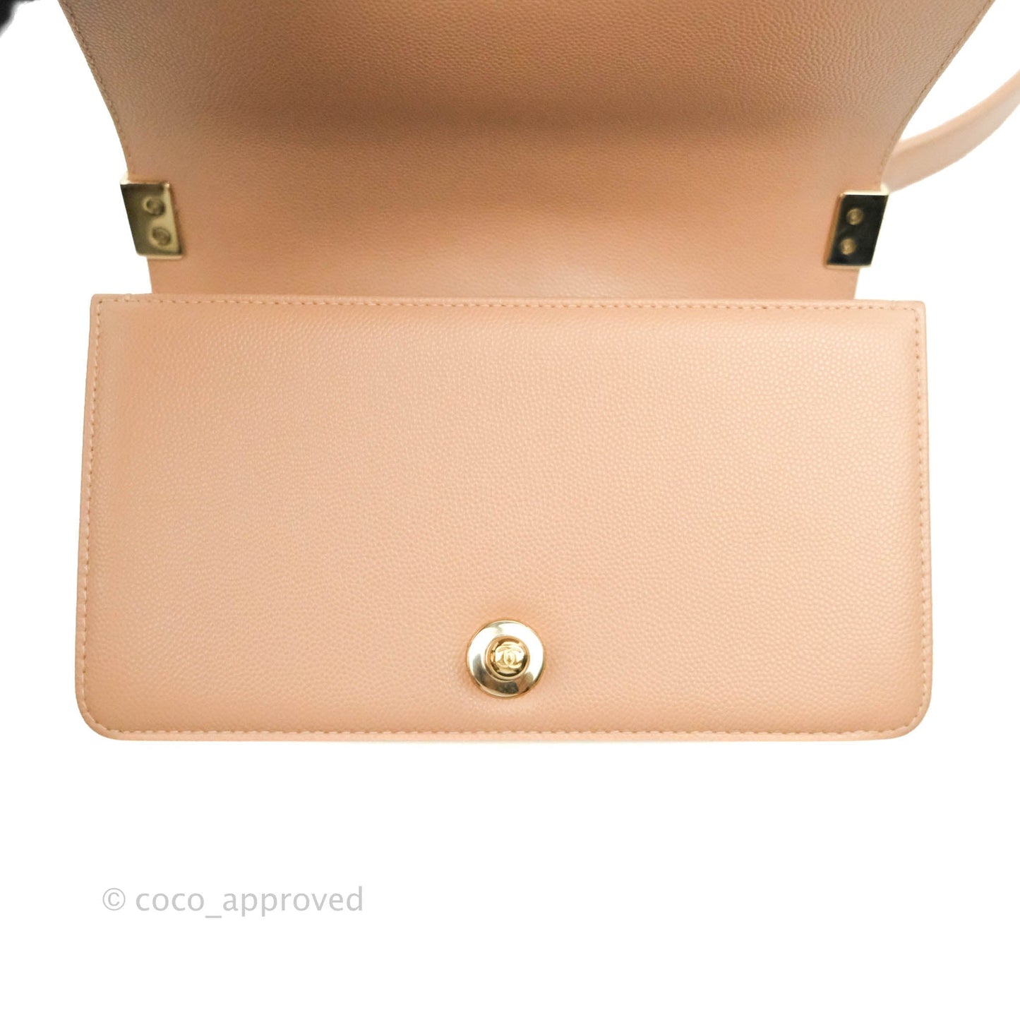 Chanel Small Chevron Boy Dark Beige Caviar Gold Hardware