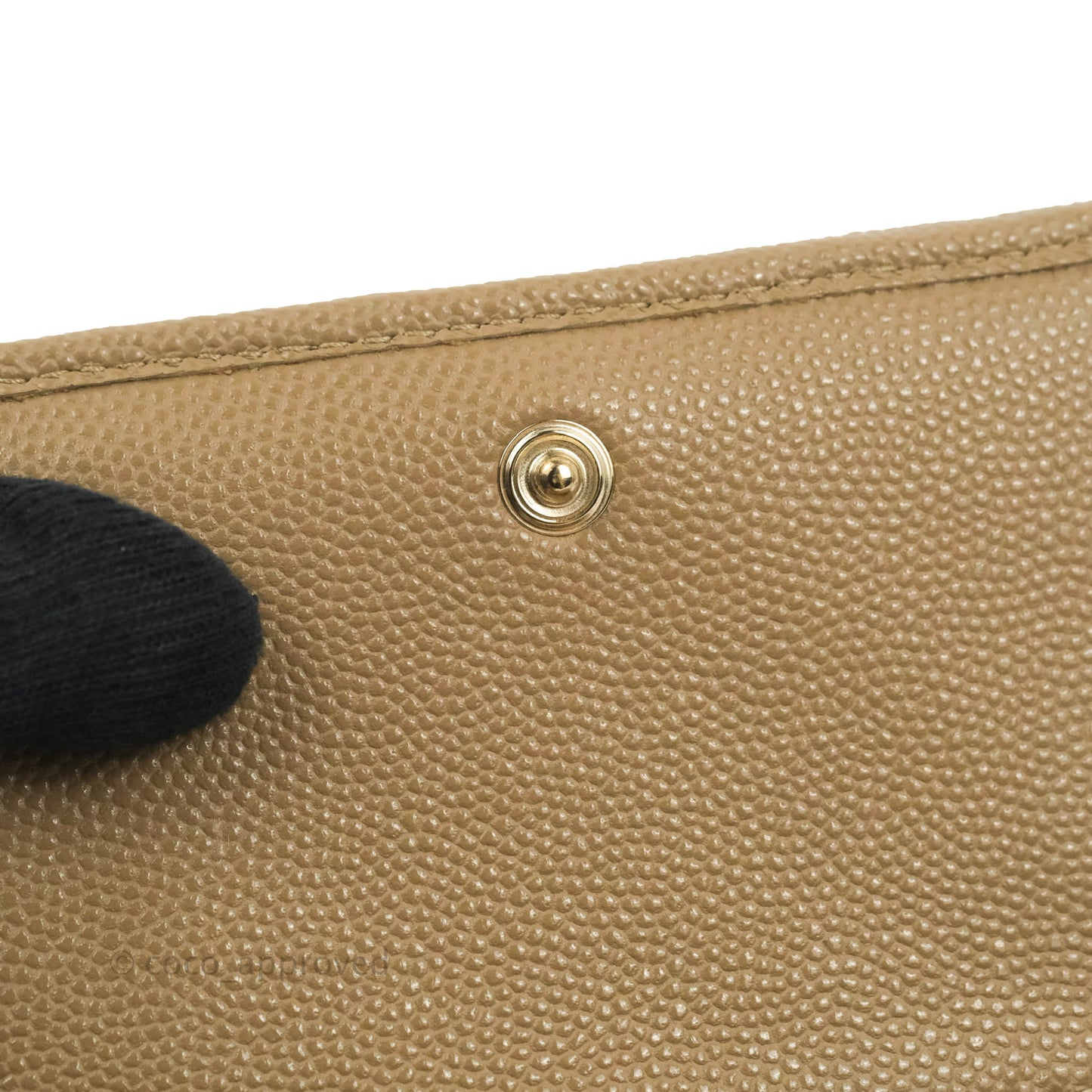 Chanel Quilted Small Classic Flap Trifold Wallet Dark Beige Caviar Gold Hardware