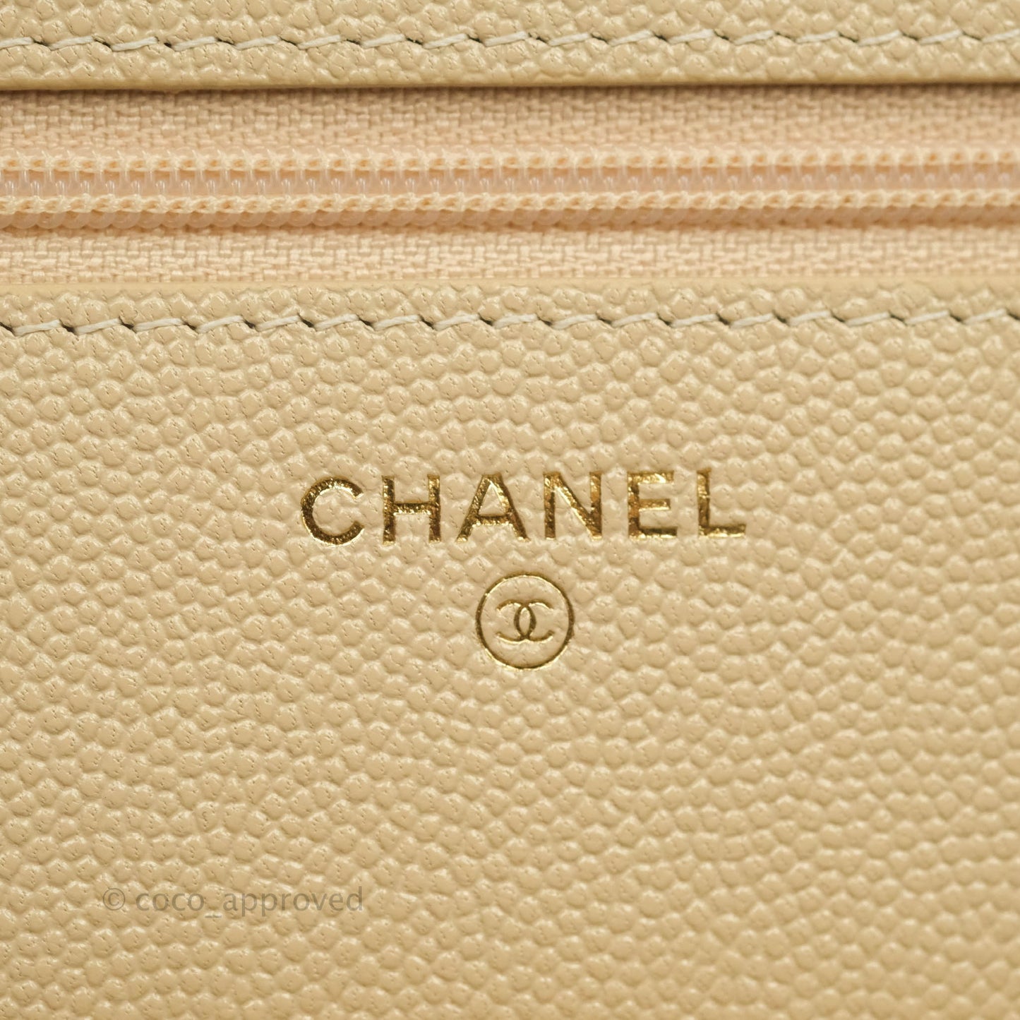 Chanel Quilted Golden Class Wallet on Chain WOC Light Beige Caviar Gold Hardware