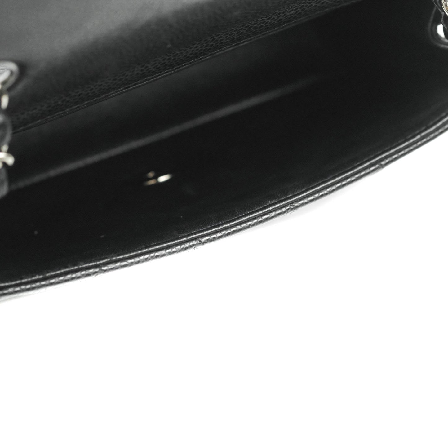 Chanel Quilted Mini Rectangular Flap Black Caviar Silver Hardware 18S