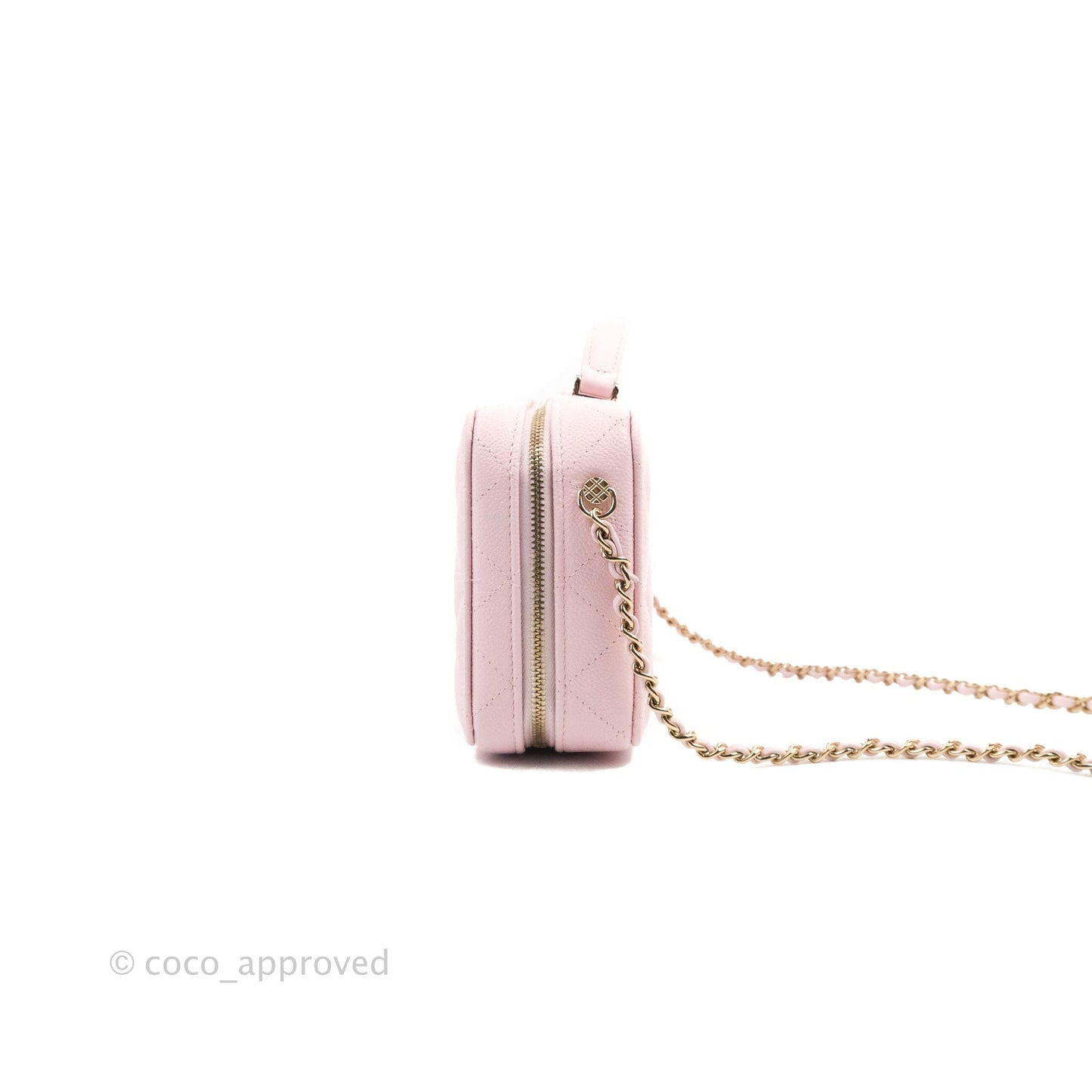 Chanel Quilted Top Handle Vanity Case Caviar Light Pink Gold Hardware