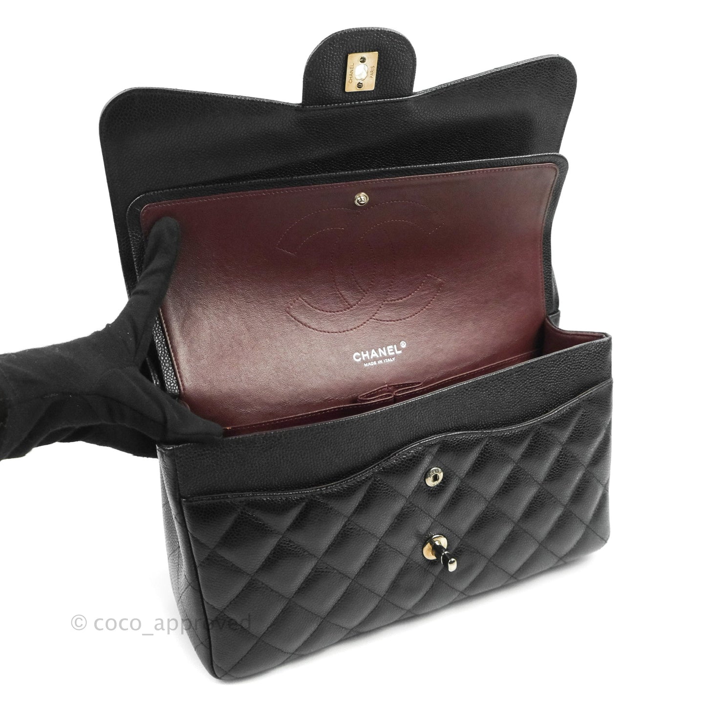 Chanel Jumbo Double Flap Black Caviar Silver Hardware⁣⁣