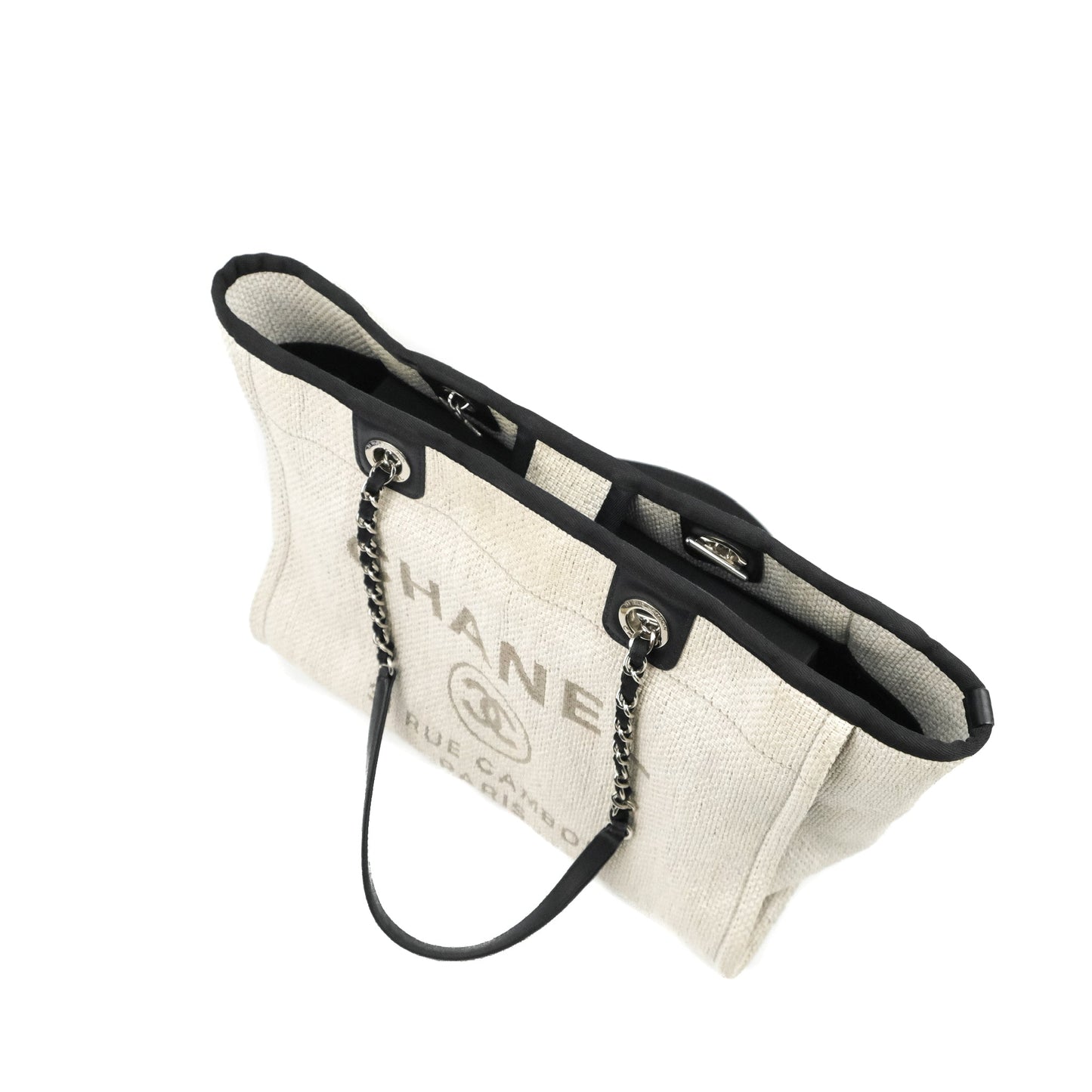 Chanel Medium Deauville Tote Light Grey Canvas
