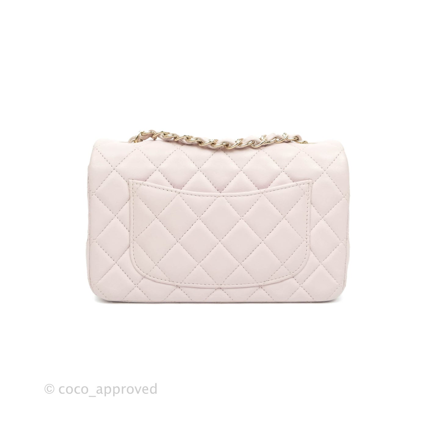 Chanel Quilted Mini Rectangular Flap Pale Pink Lambskin Gold Hardware
