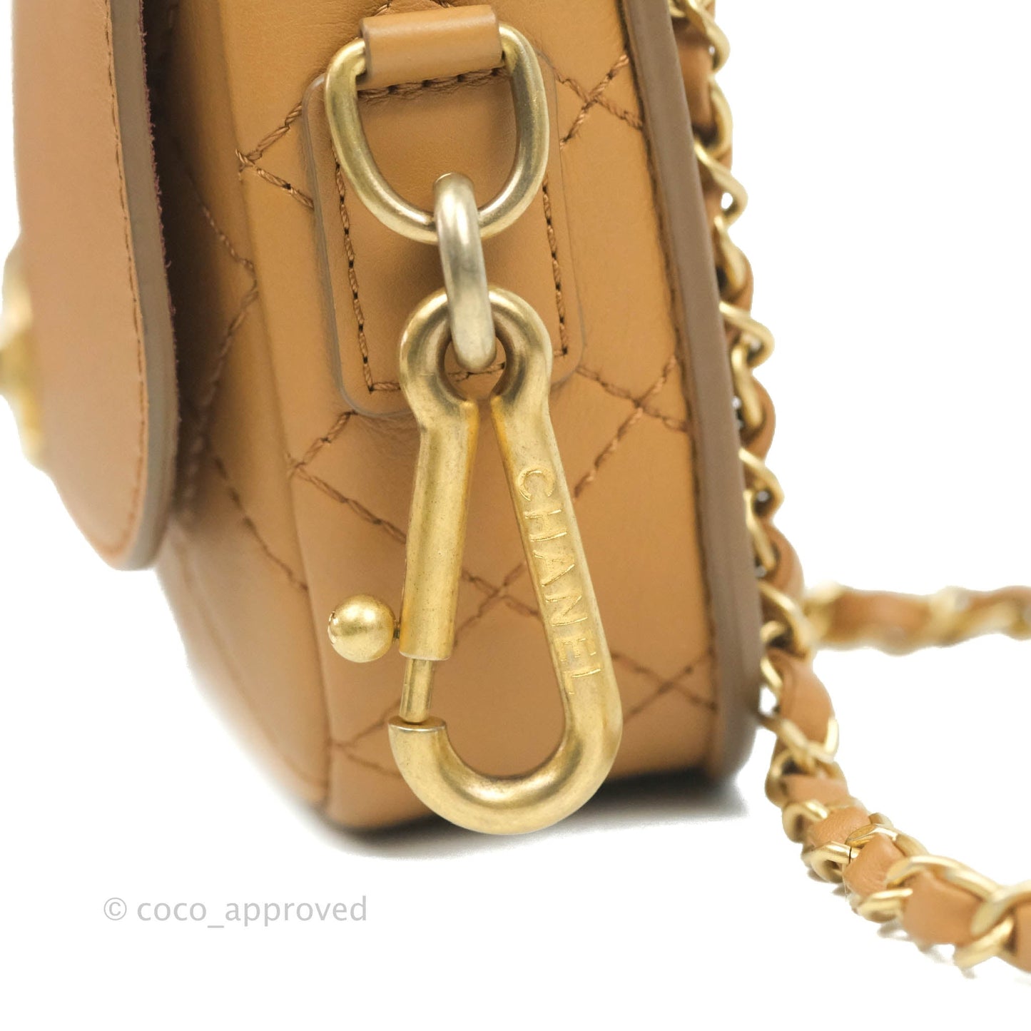 Chanel Quilted Flap With Coin Purse Caramel Calfskin Aged Gold Hardware 19K