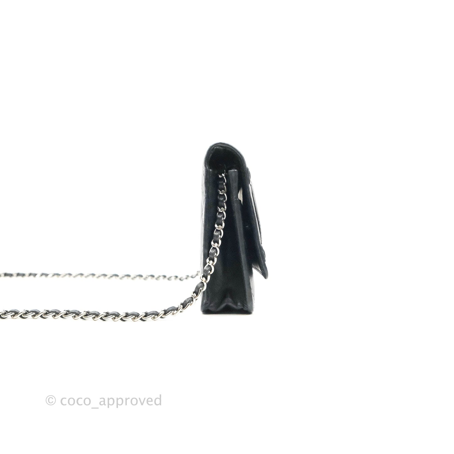 Chanel Calfskin Quilted Cambon Wallet on Chain WOC Black Silver Hardware