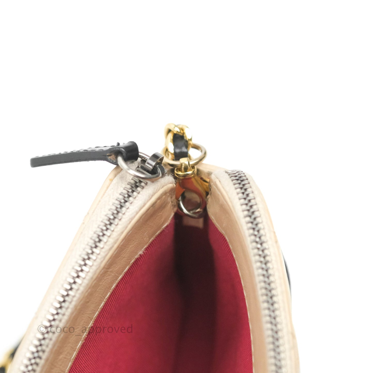 Chanel Gabrielle Clutch With Chain Aged Calfskin Beige/ Black Mixed Hardware