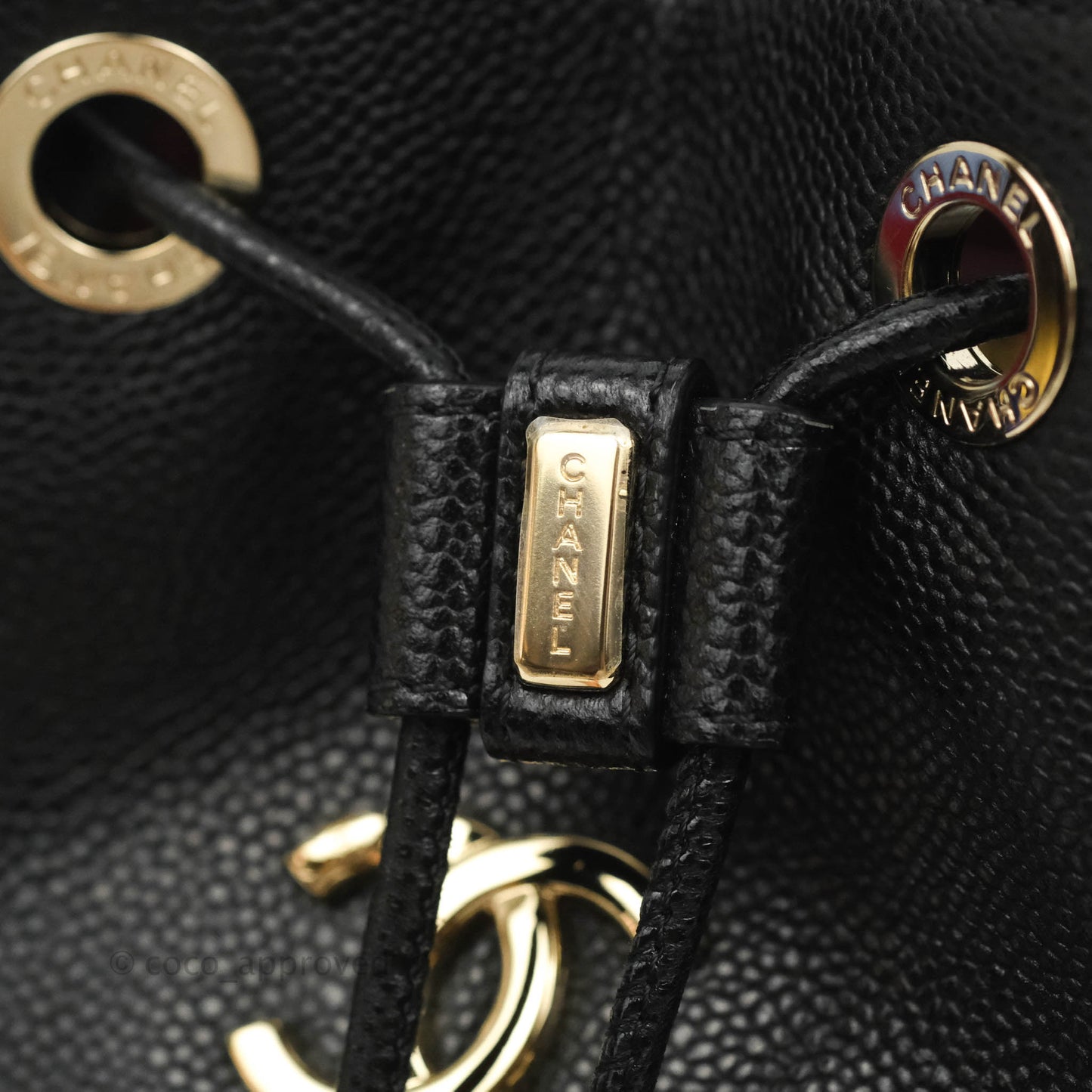 Chanel Business Affinity Drawstring Bucket Bag Black Caviar Gold Hardware