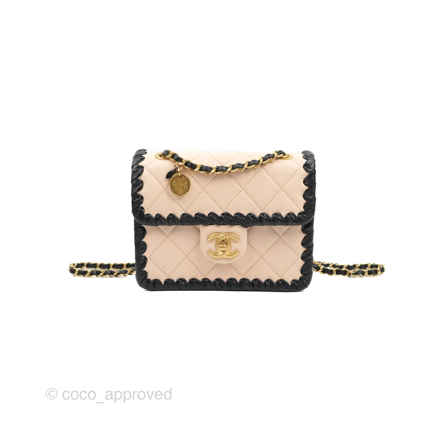 Chanel Mini My Own Frame Flap Braided Beige Pink Calfskin 22S