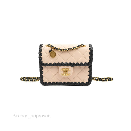 Chanel Mini My Own Frame Flap Braided Beige Pink Calfskin 22S