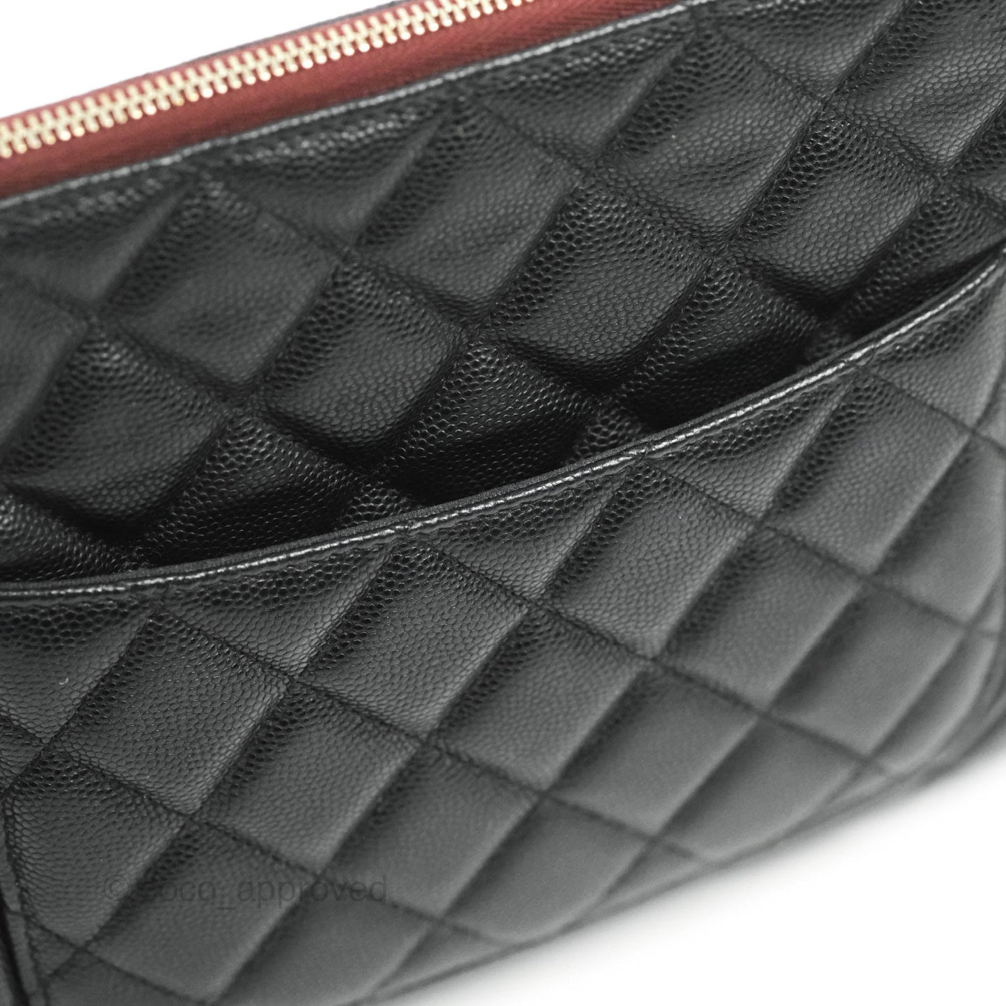 Chanel Medium Quilted O Case Black Caviar Gold Hardware