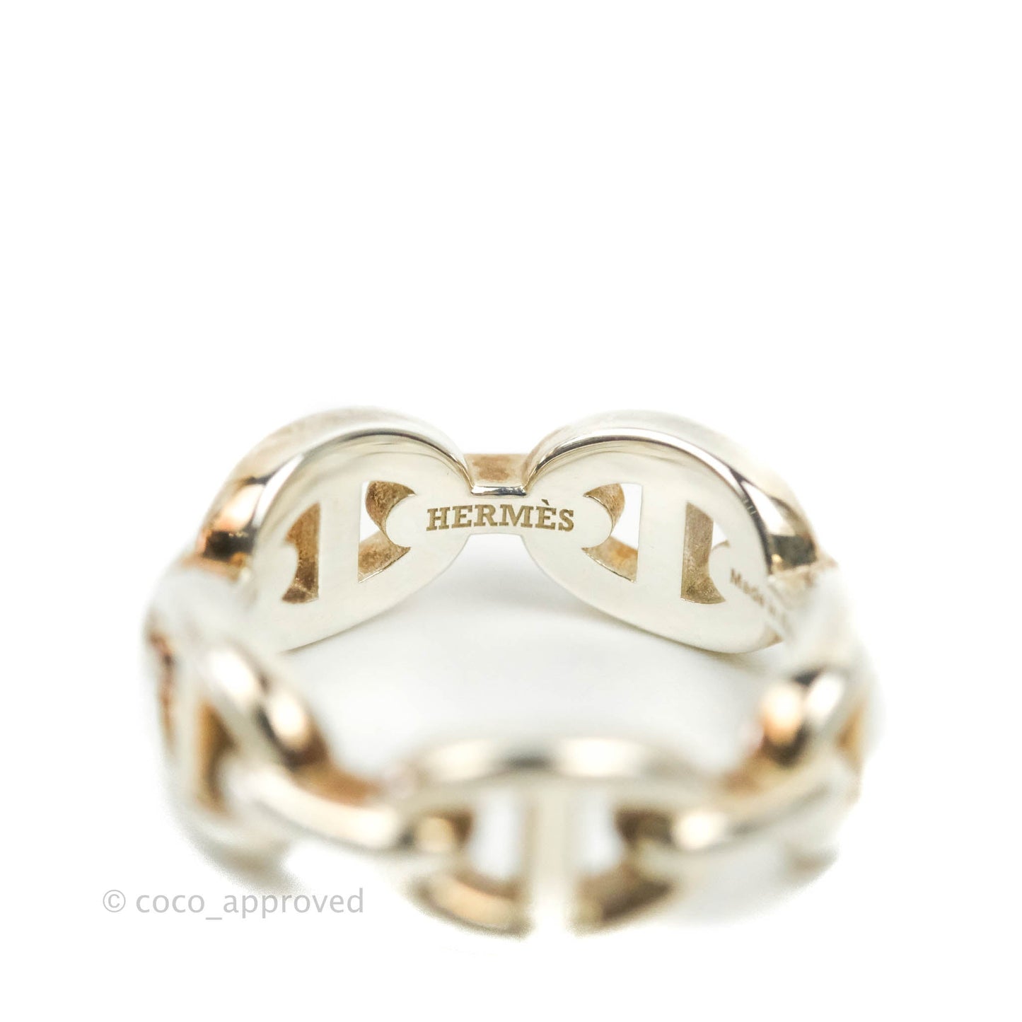 Hermès Sterling Silver PM Chaine d'Ancre Enchainee Band Ring 51