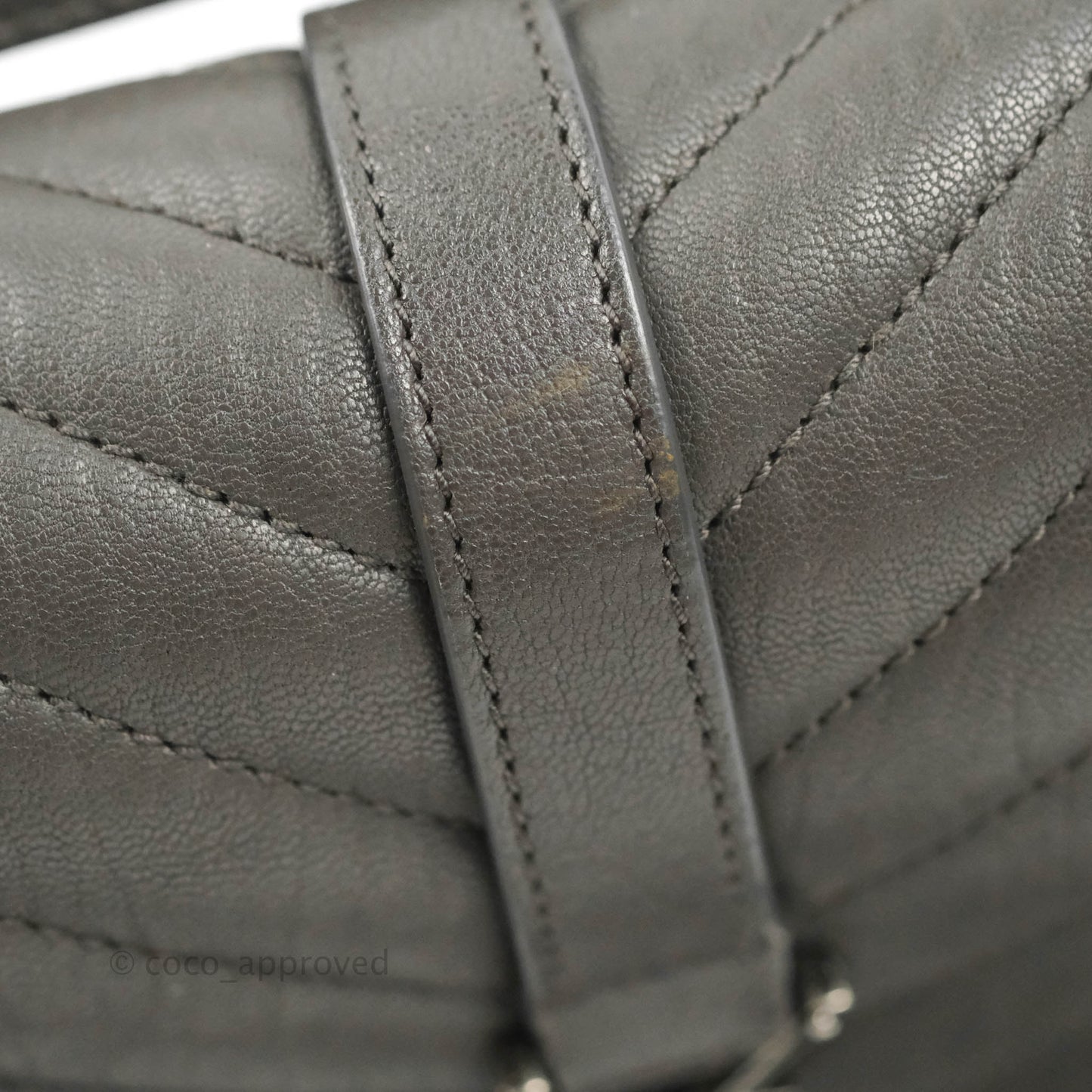 Saint Laurent Chevron Medium College Grey Chain Bag Ruthenium Hardware