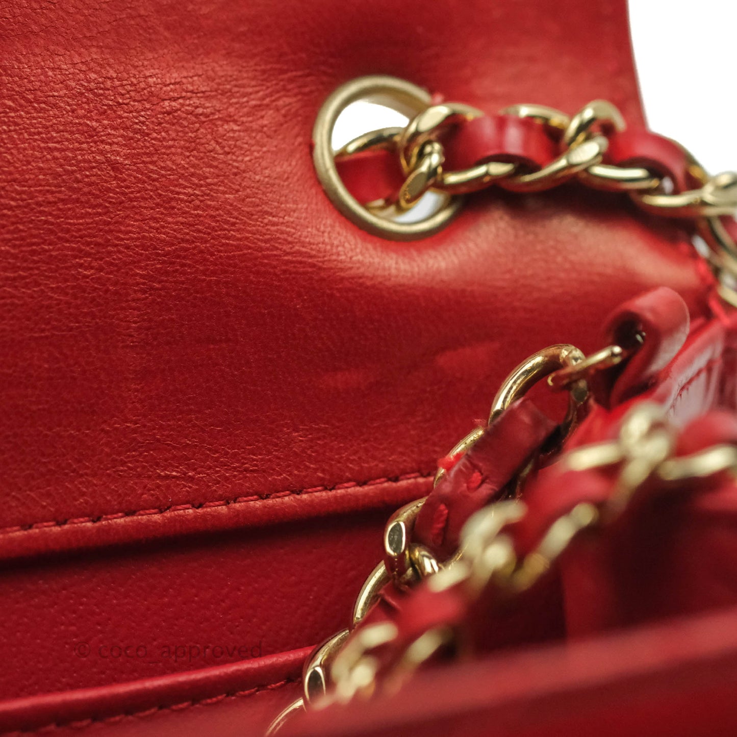 Chanel Flat Quilted Mini Flap Red Box Calfskin Gold Hardware