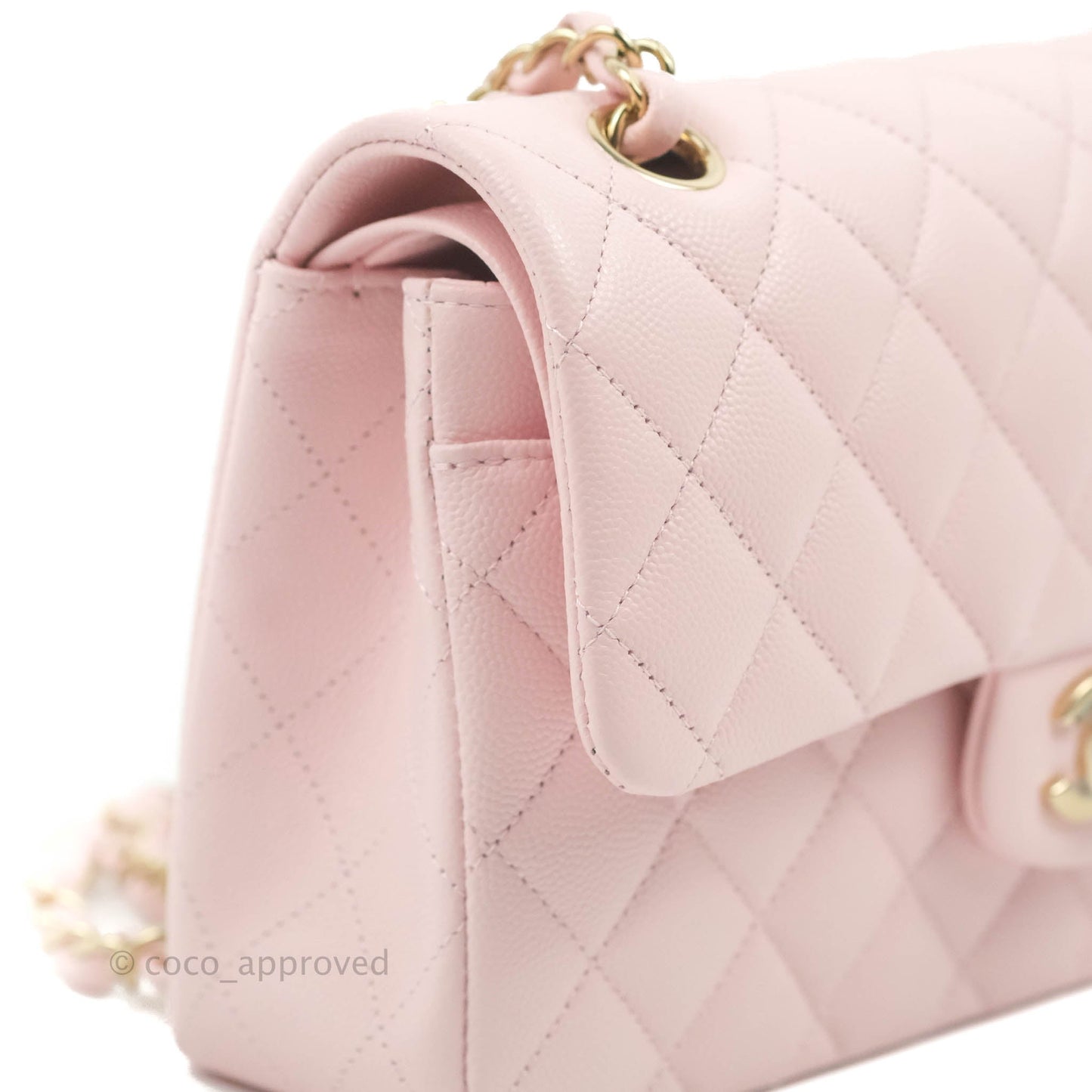 Chanel Classic Small S/M Flap Pink Caviar Gold Hardware 22S