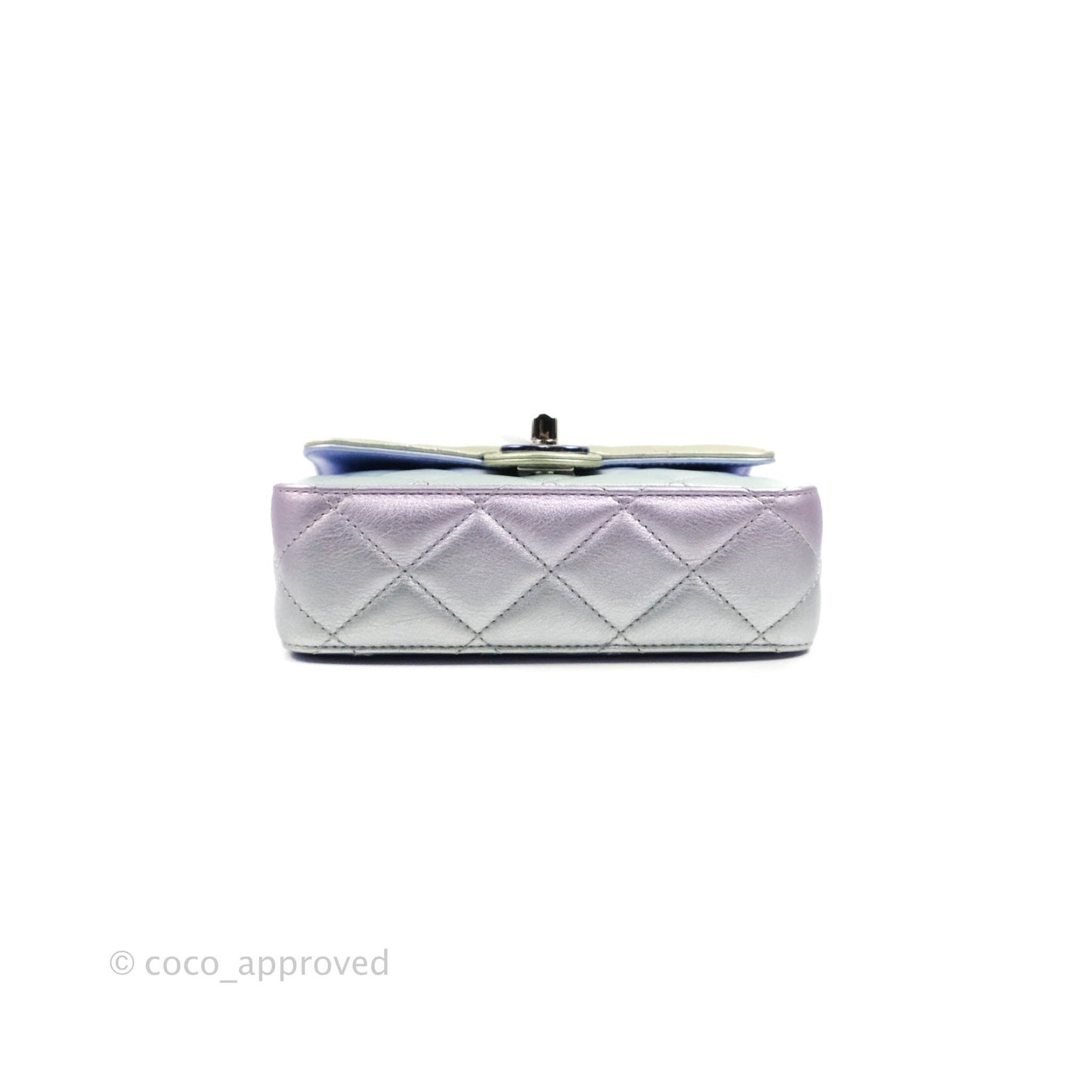 Chanel Wristlet Clutch Iridescent Rainbow Calfskin Leather 21K
