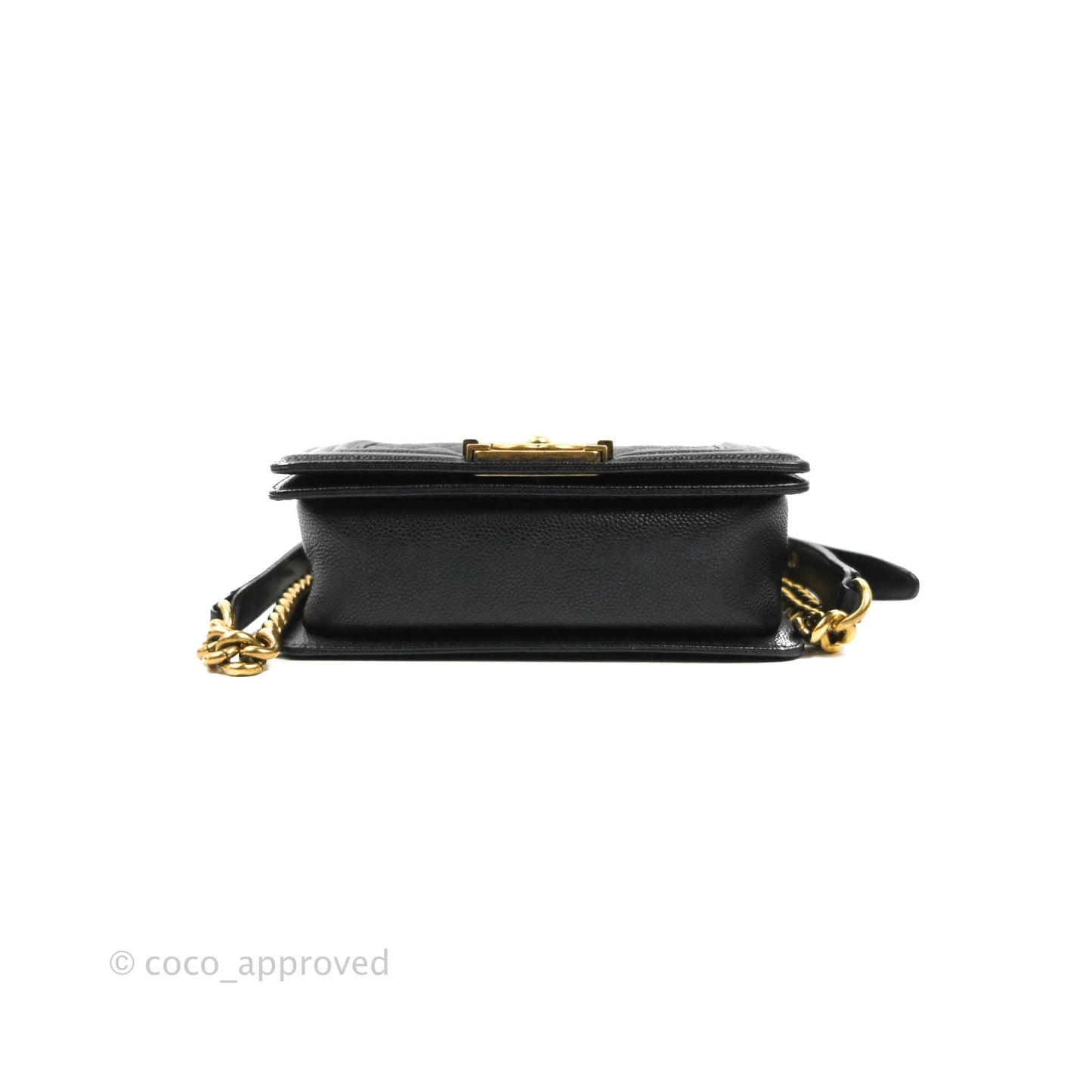 Chanel Quilted Small Boy Black Caviar Aged Gold Hardware