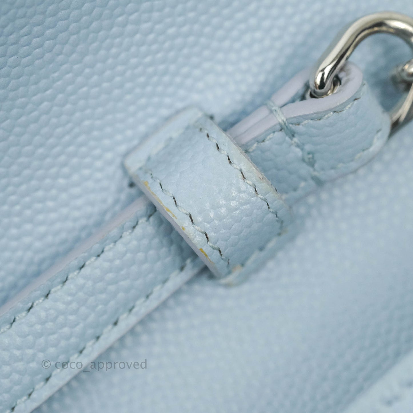 Saint Laurent Wallet on Chain Light Blue Grained Leather Silver Hardware