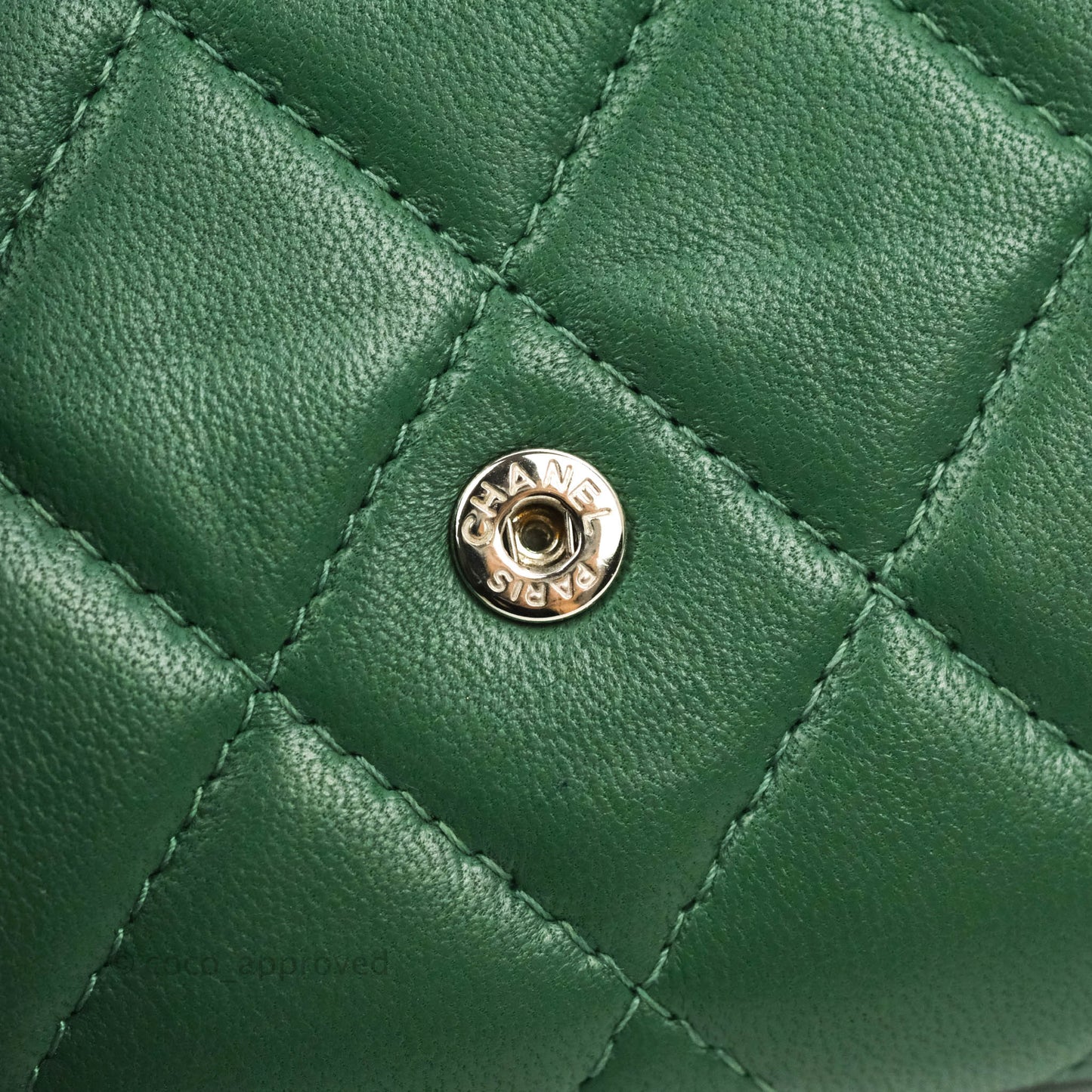 Chanel Classic Flap Coin Purse Dark Green Lambskin Silver Hardware