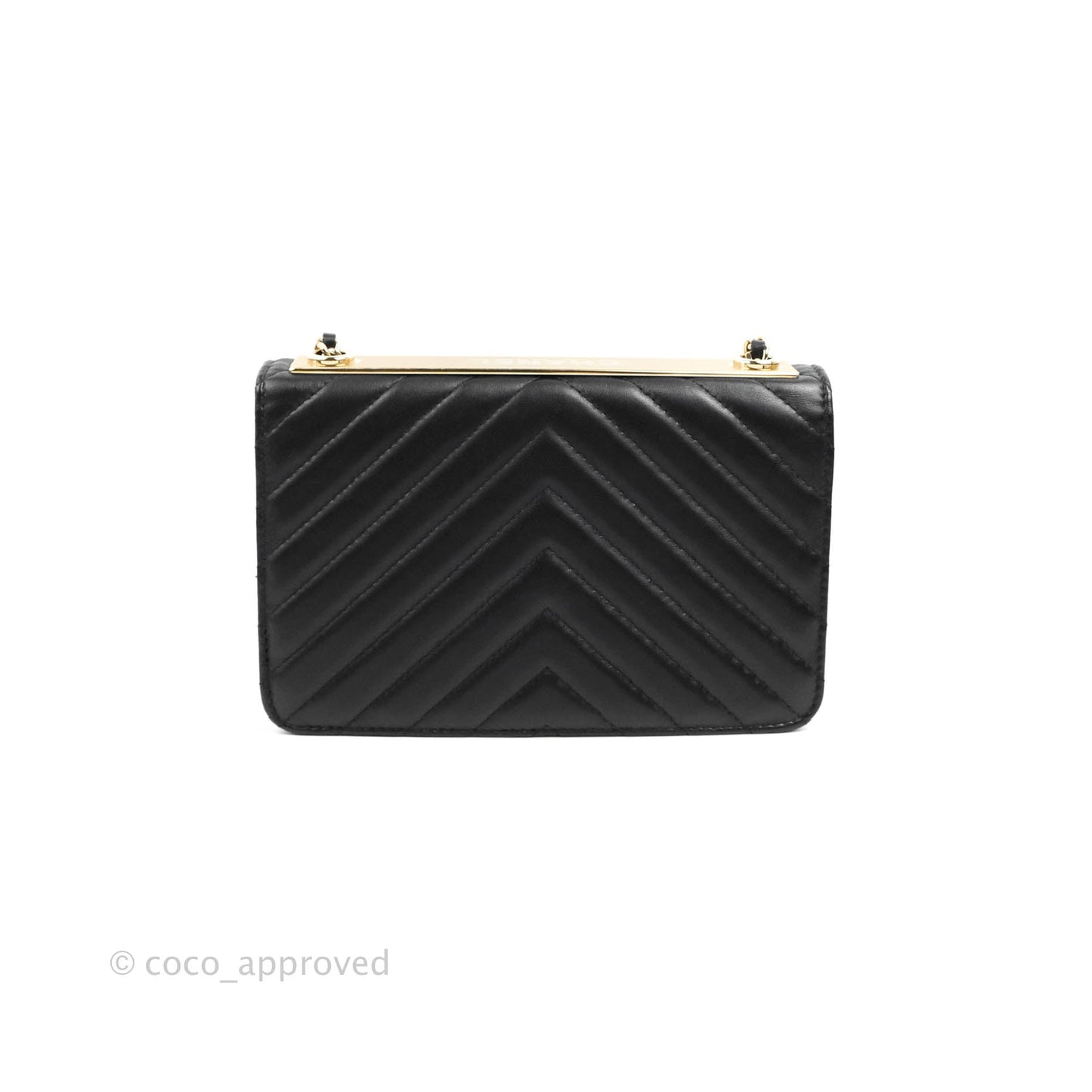 Chanel Trendy CC WOC Wallet on Chain Chevron Black Lambskin Gold Hardware