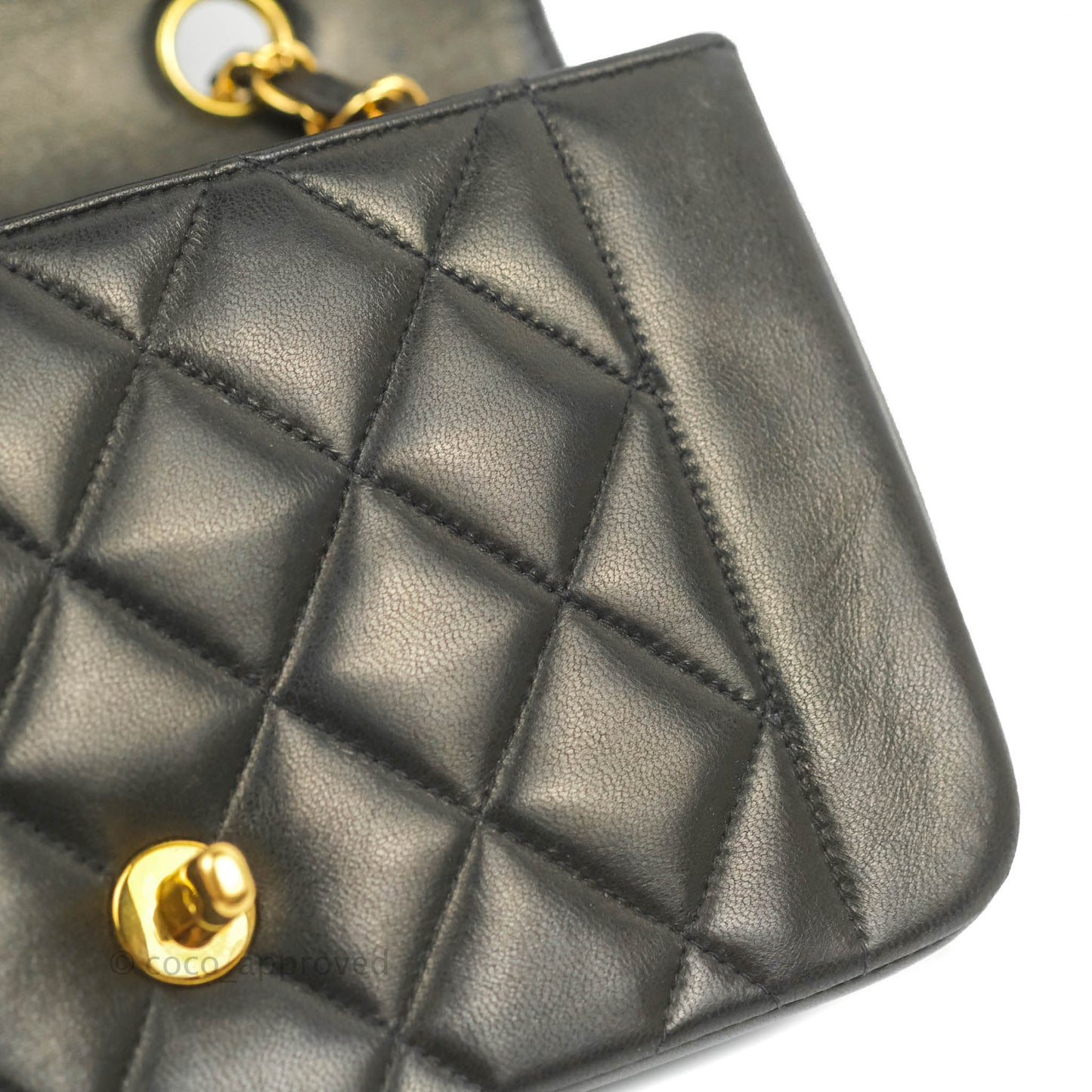 Chanel Vintage Small Quilted Classic Diana Flap Bag Black Lambskin 24K Gold Hardware