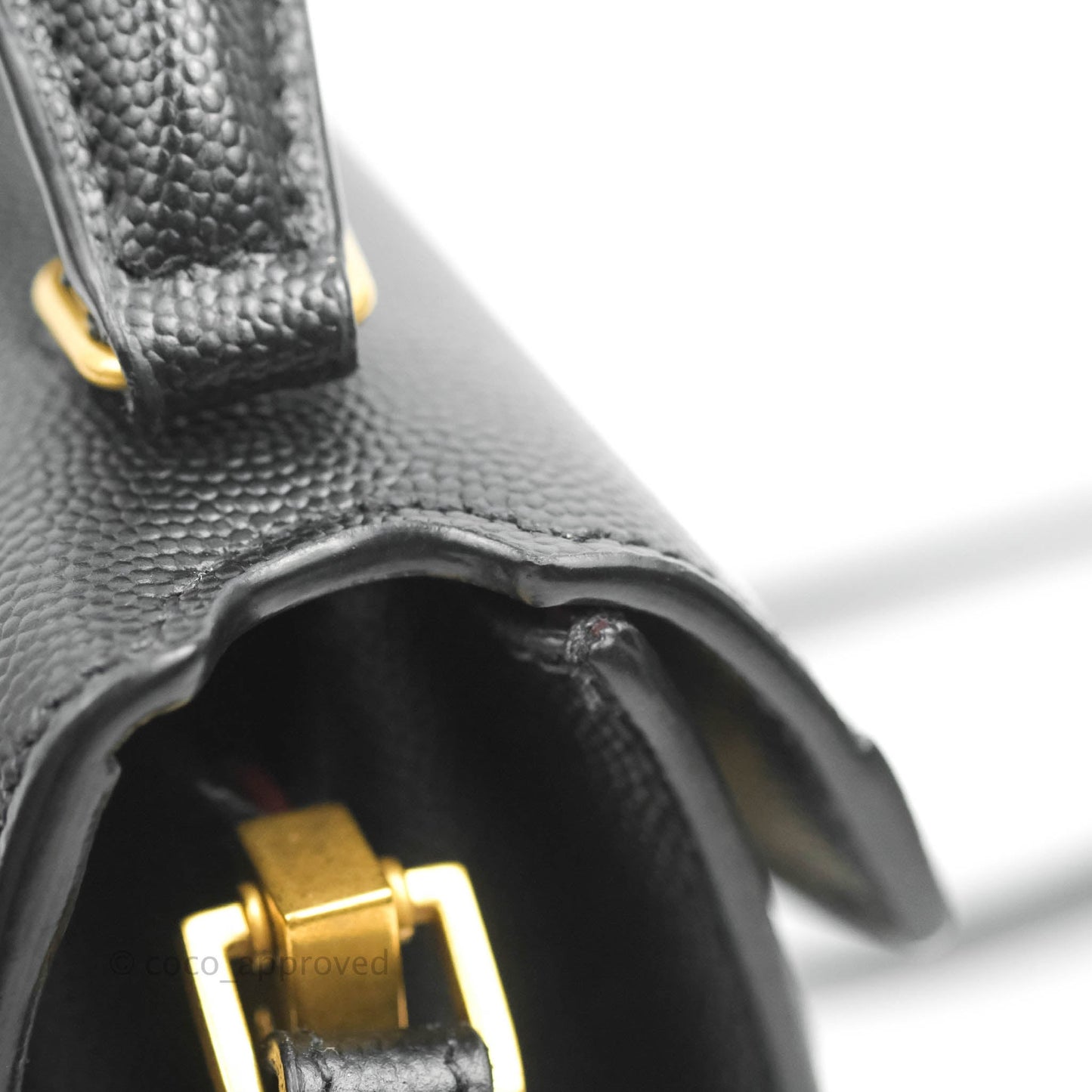 Saint Lauren Cassandra Mini Top Handle Bag Black Grained Calfskin