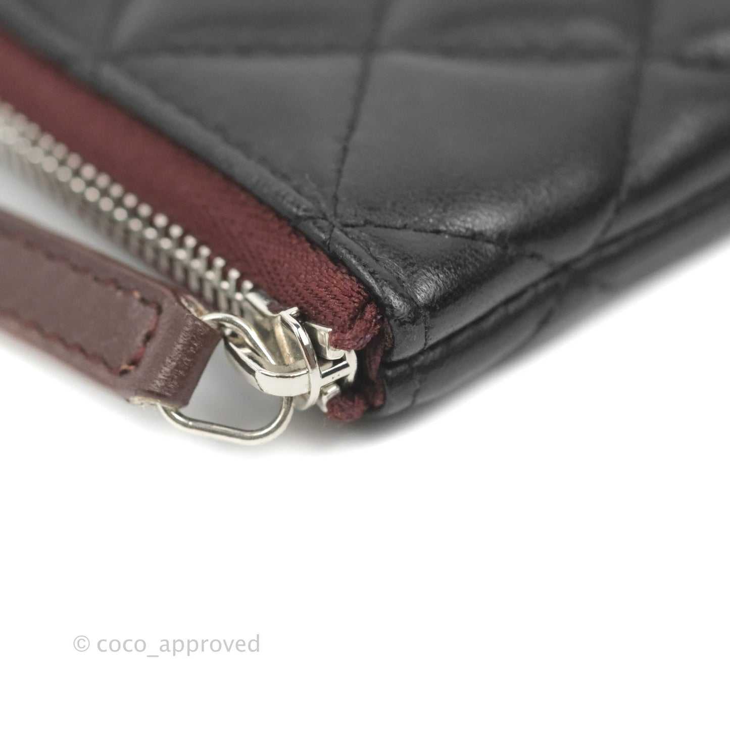 Chanel Quilted Mini O Case Black Lambskin Silver Hardware