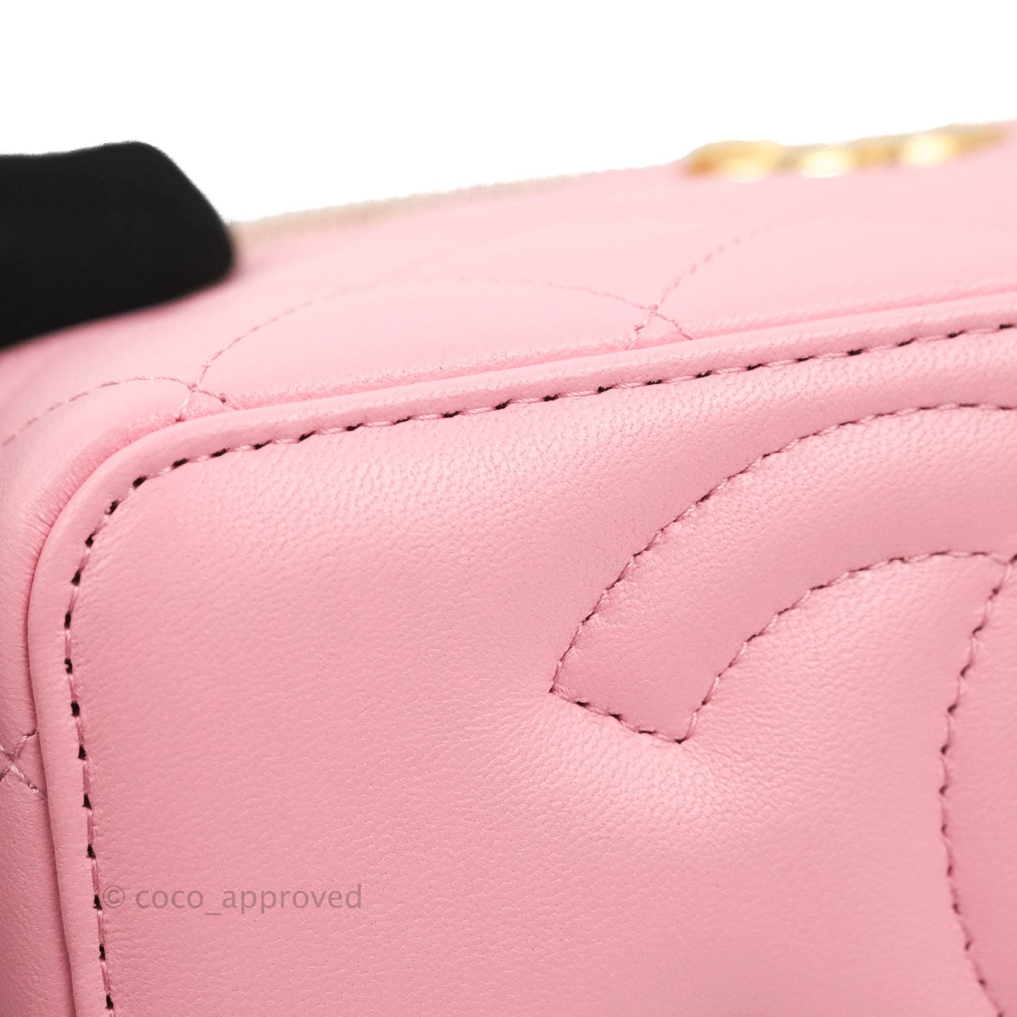 Chanel Vanity Rectangular with Top Handle Pick Me Up Pink Lambskin Aged Gold Hardware 22S