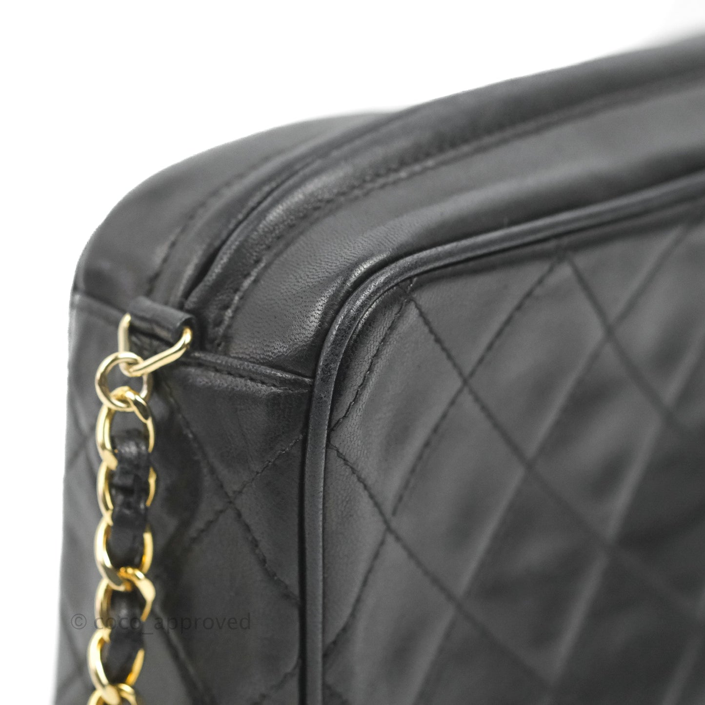 Chanel Vintage Small Camera Bag Black Lambskin Gold Hardware