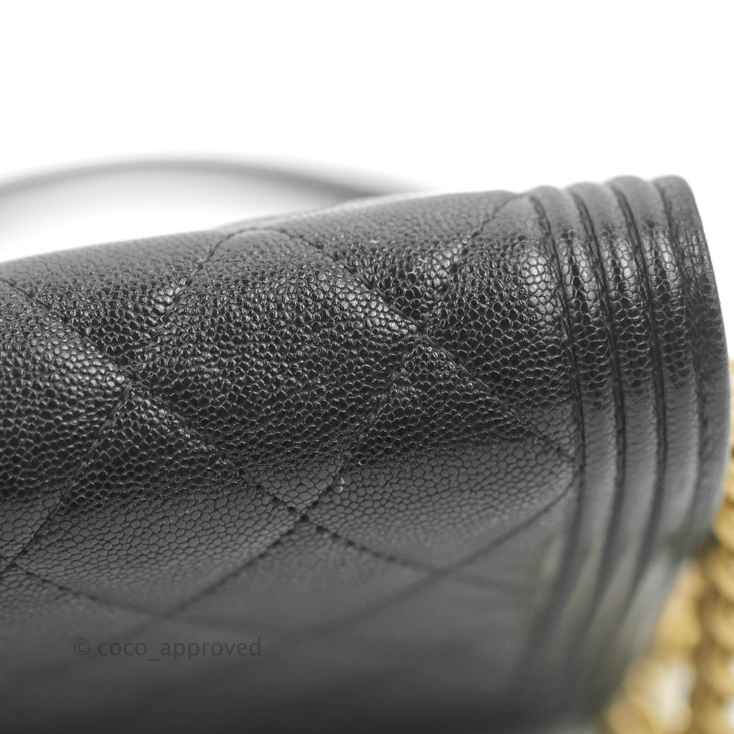 Chanel Quilted Boy Wallet on Chain WOC Black Caviar Aged Gold Hardware