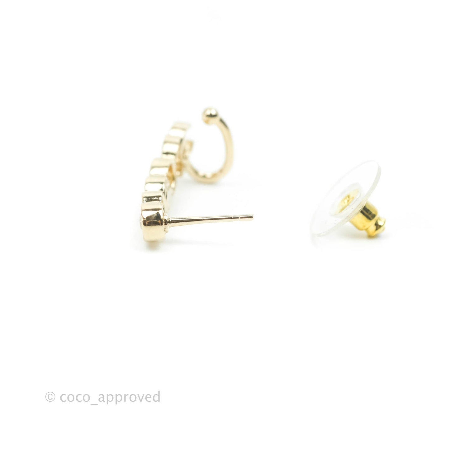 Chanel CC Coco Crystal Earrings Ear Clip Gold Tone 22P