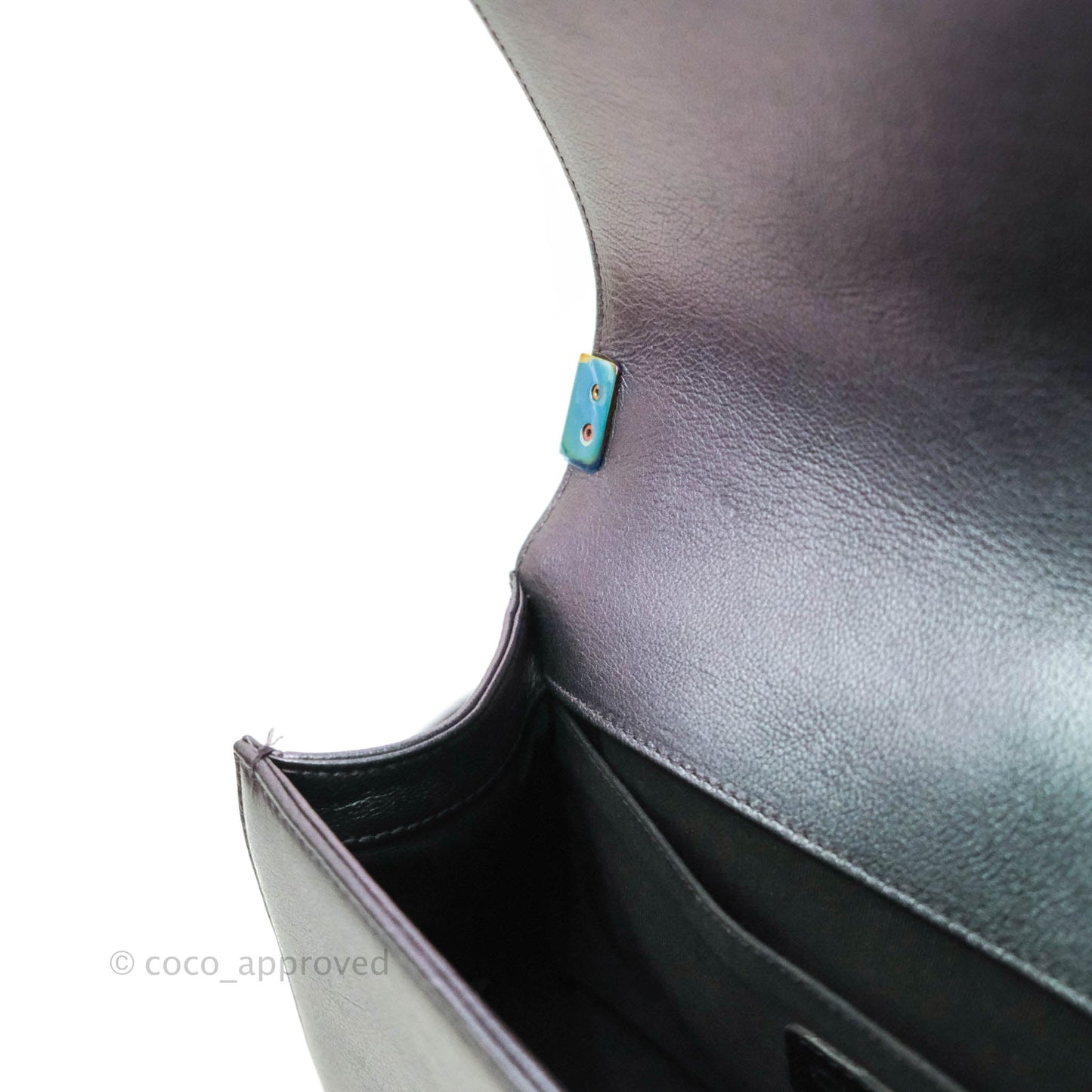 Chanel Medium Boy Bag Iridescent Purple Calfskin Mermaid Rainbow Hardware