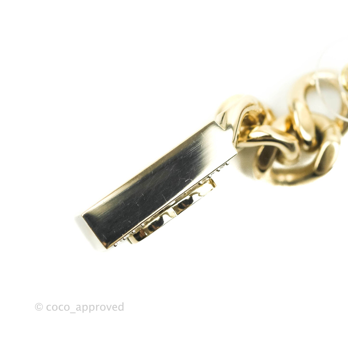 Chanel Chain CC Crystal Plate Drop Earrings Gold Tone 21C