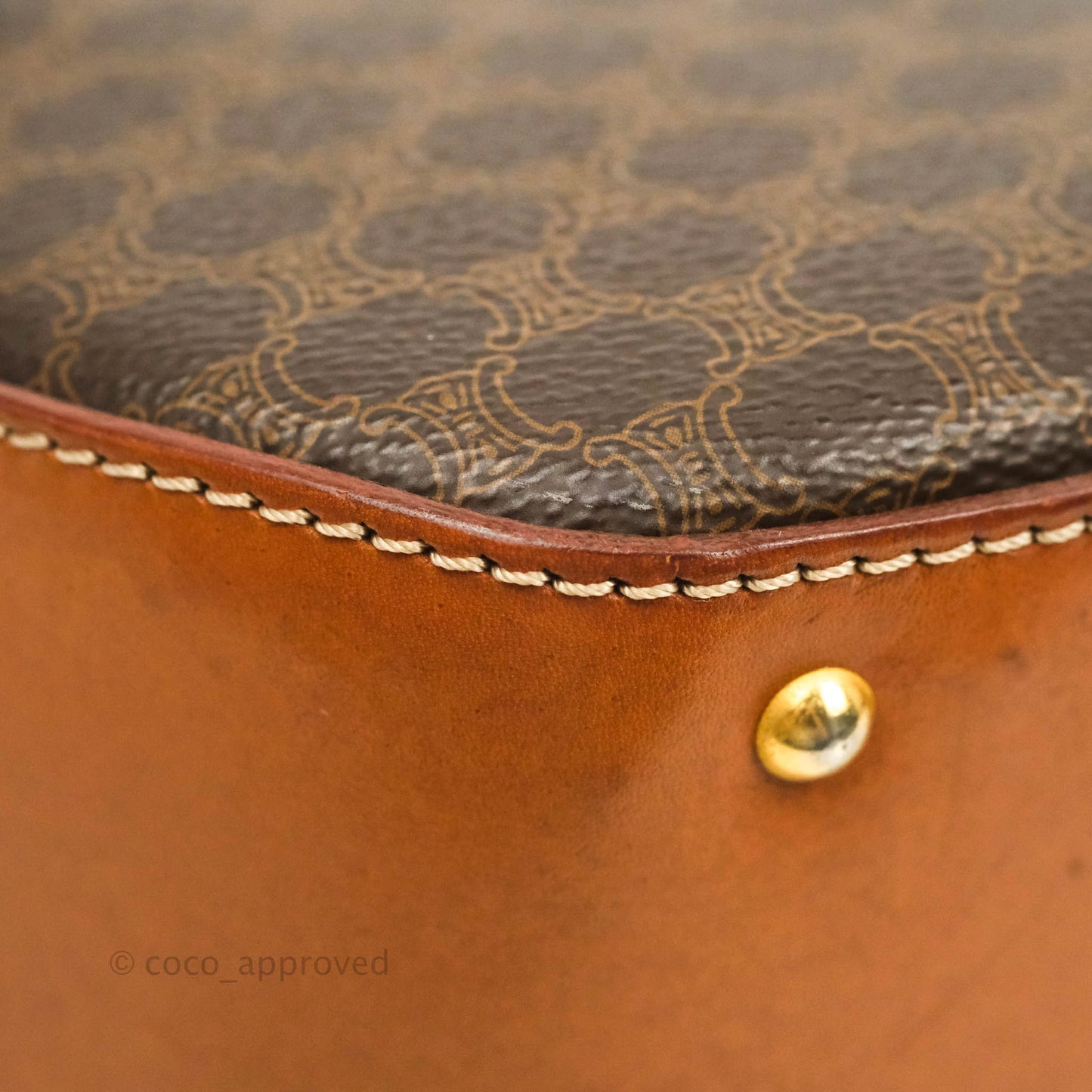 Celine Vintage Brown Canvas Top Handle Bag