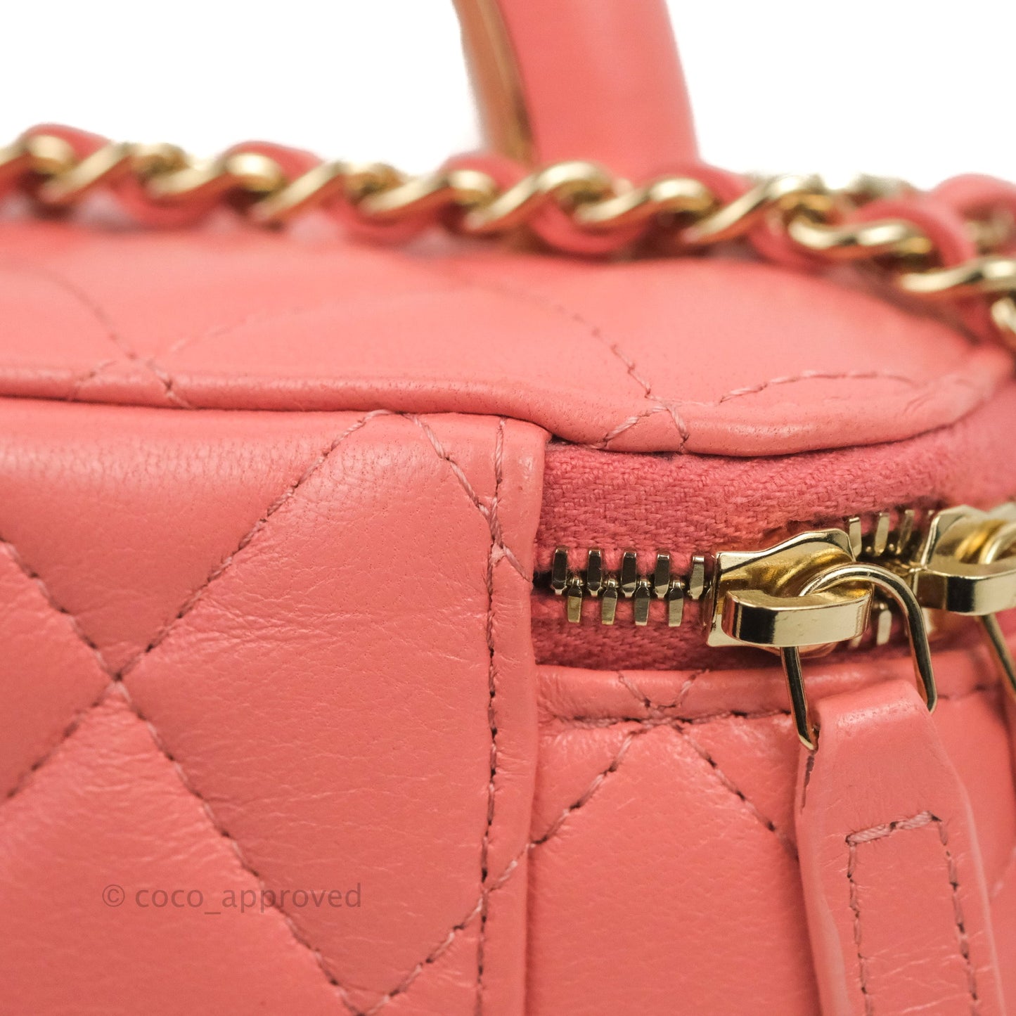 Chanel Vanity Rectangular Top Handle Pink Lambskin Gold Hardware