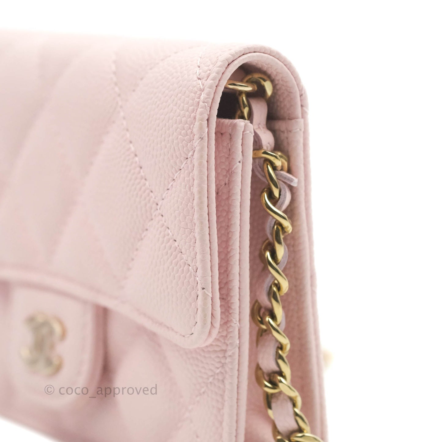 Chanel Mini Wallet With Chain Light Pink Caviar Gold Hardware