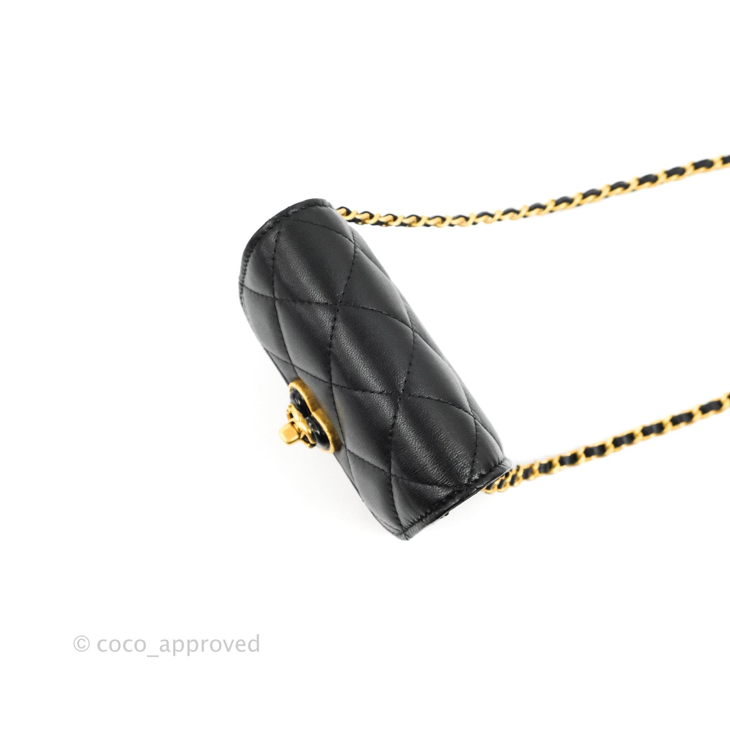 Chanel Heart CC Lock Clutch with Chain Black Lambskin Gold Hardware 23S
