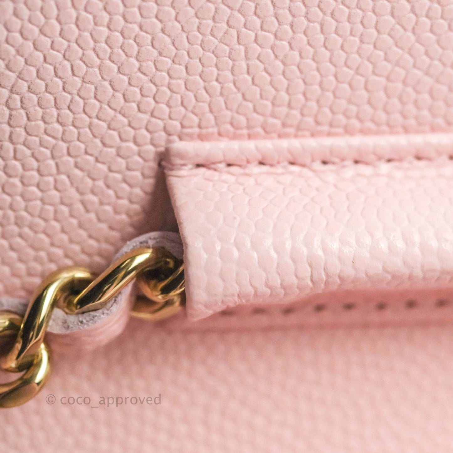Chanel Quilted Classic Wallet on Chain WOC Light Pink Caviar Gold Hardware 22S