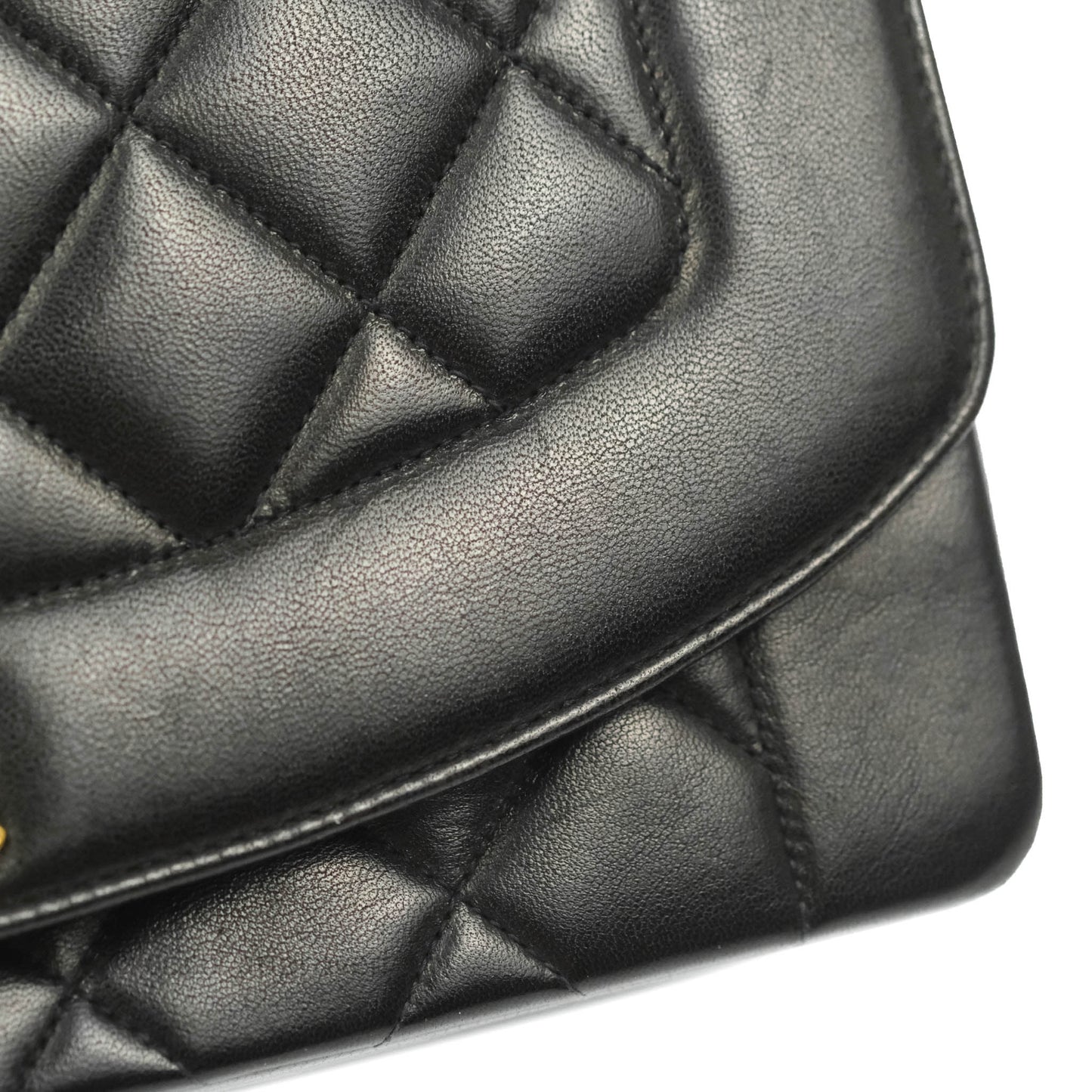 Chanel Vintage Quilted Medium Classic Diana Flap Bag Black Lambskin 24K Gold Hardware
