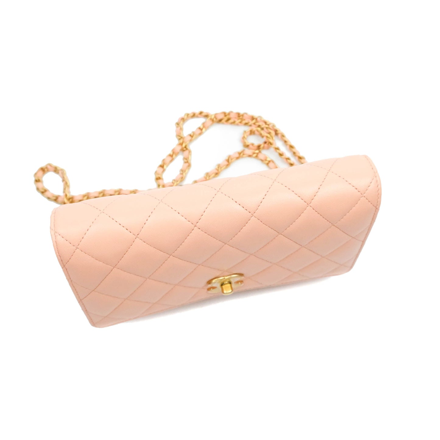 Chanel Quilted Pearl Crush Wallet on Chain WOC Light Pink Lambskin Aged Gold Hardware