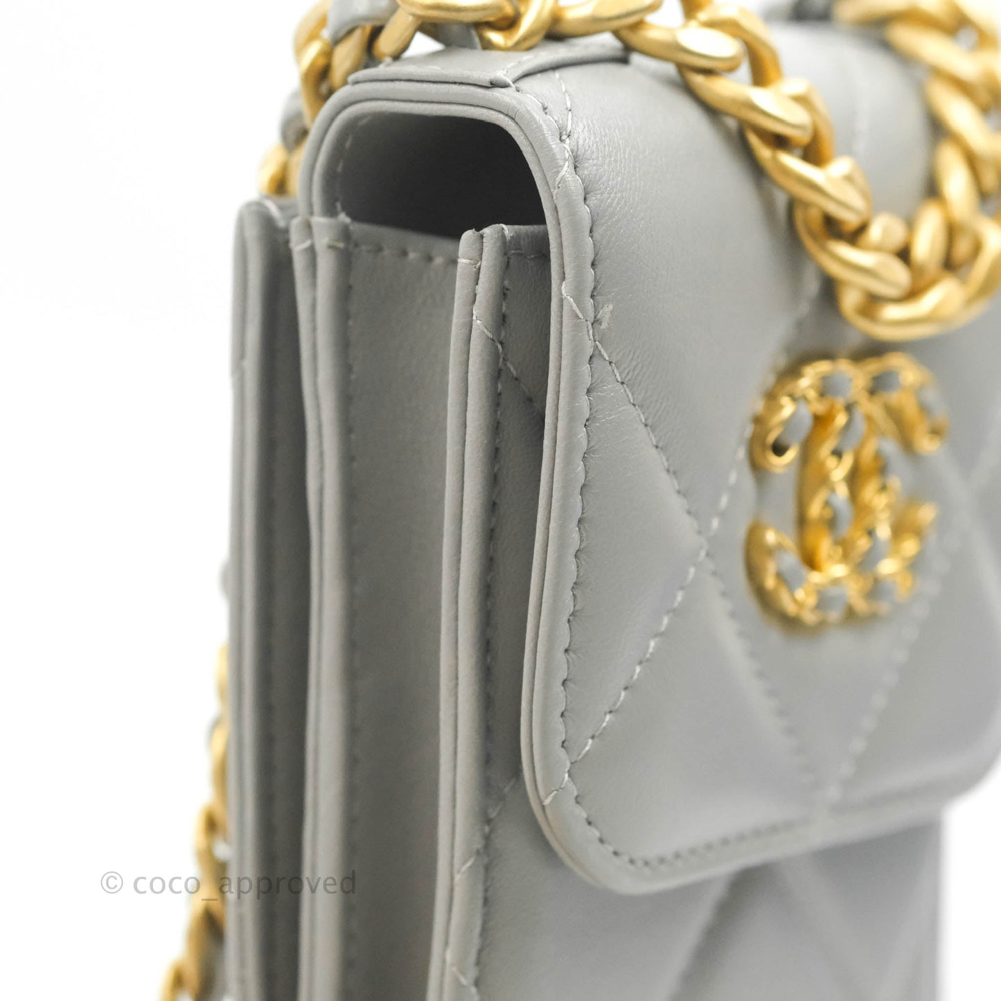 Chanel 19 Phone Holder Grey Mixed Hardware