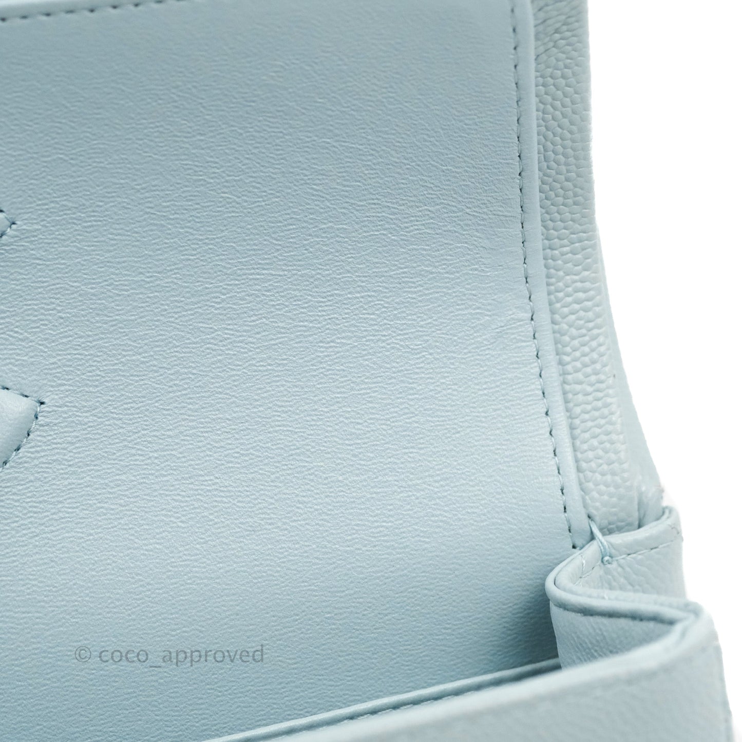 Chanel Small Classic Quilted Flap Light Blue Caviar Gold Hardware