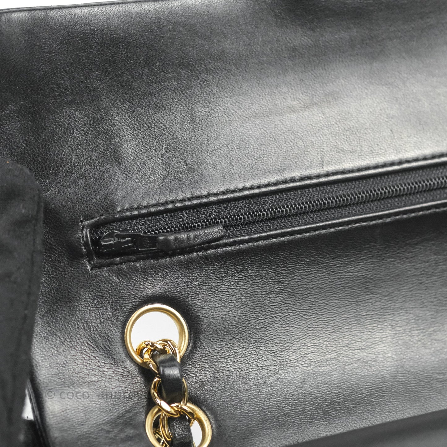 Chanel Classic M/L Medium Double Flap Black Lambskin Gold Hardware