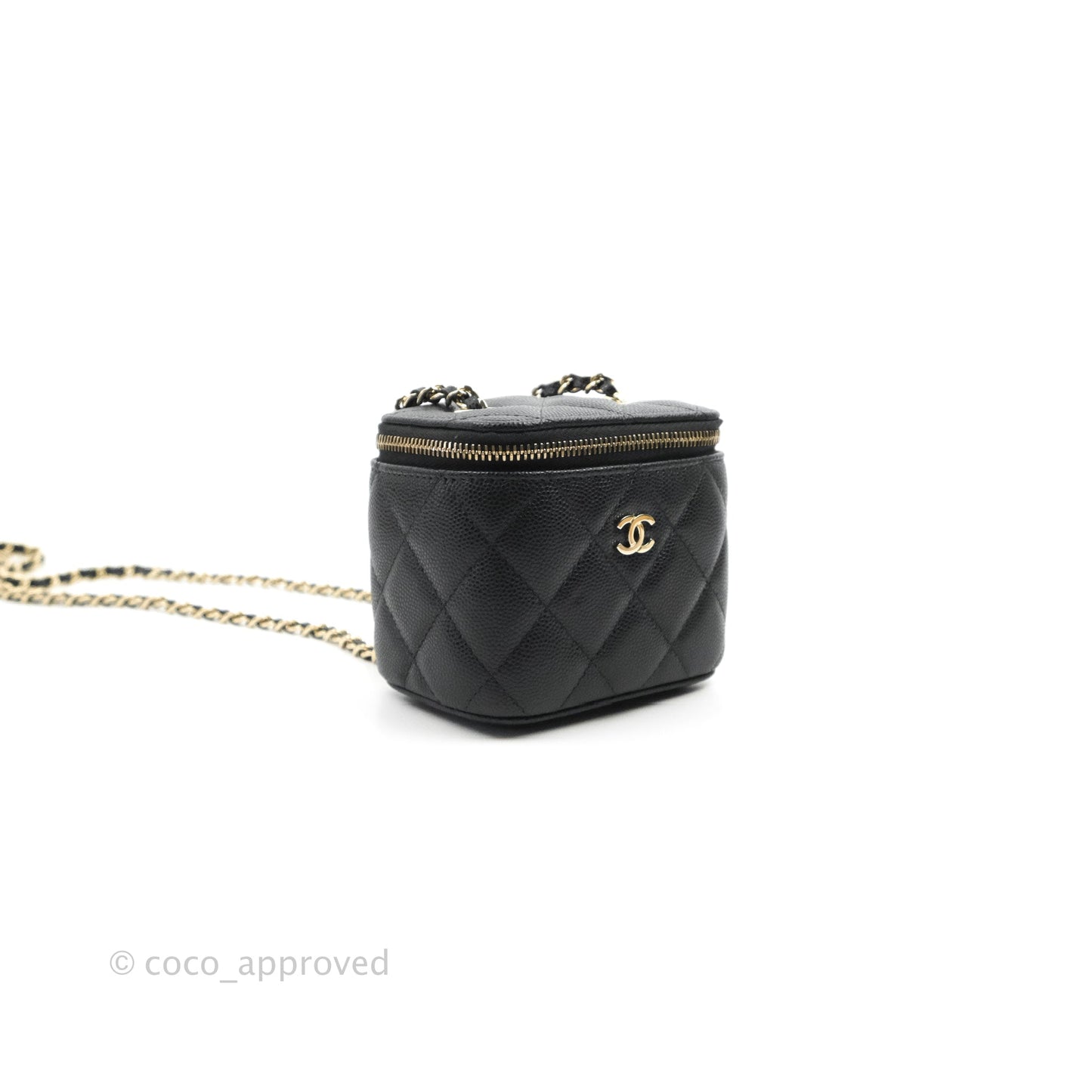 Chanel Mini Vanity With Chain Black Caviar Gold Hardware