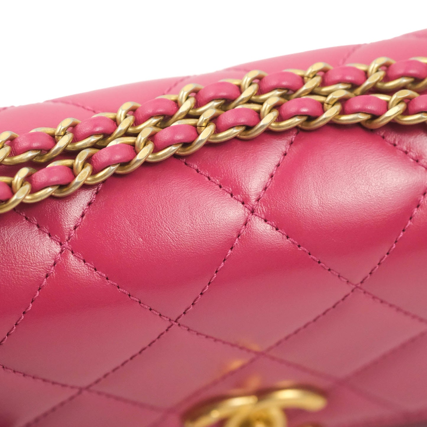 Chanel Quilted Mini Perfect Fit Adjustable Pink Calfskin Aged Gold Hardware 21A
