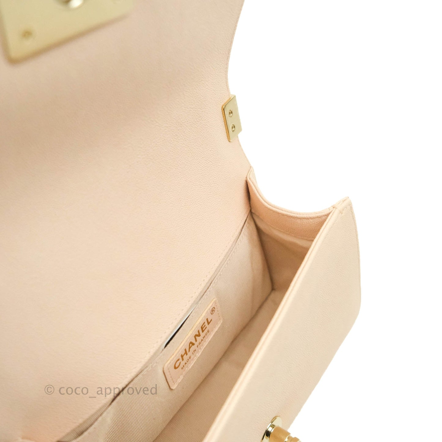 Chanel Small Boy Chevron Light Pink Caviar Gold Hardware
