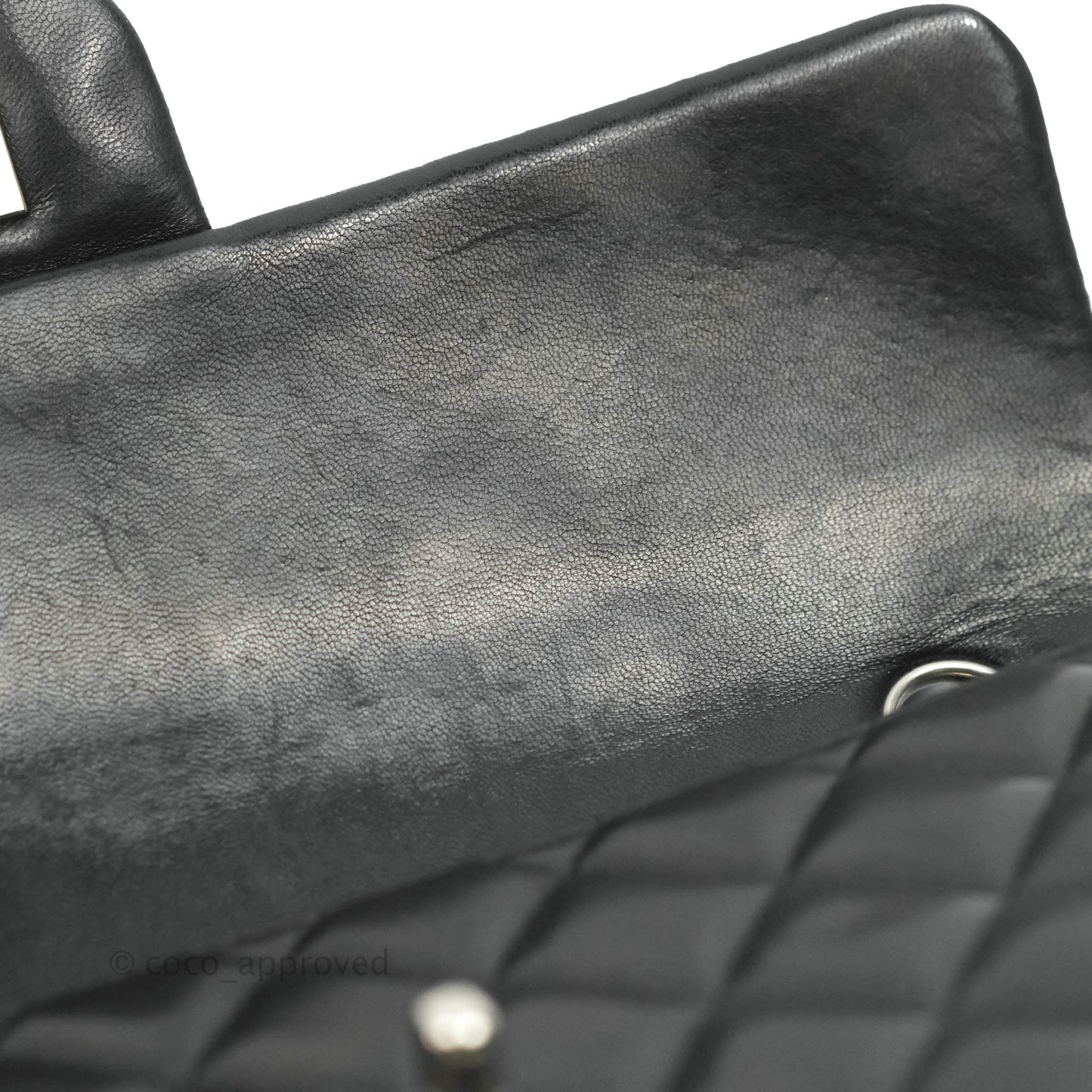 Chanel Quilted East West Flap Bag Black Lambskin Silver Hardware