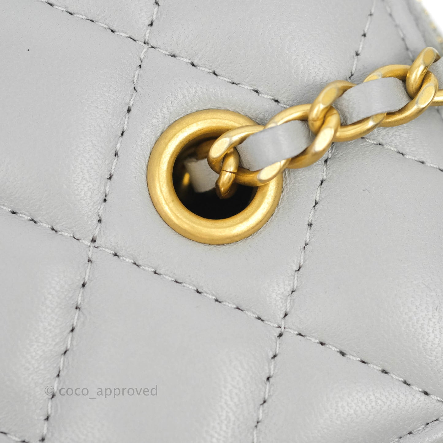 Chanel Vanity with Pearl Crush Chain Grey Lambskin Aged Gold Hardware