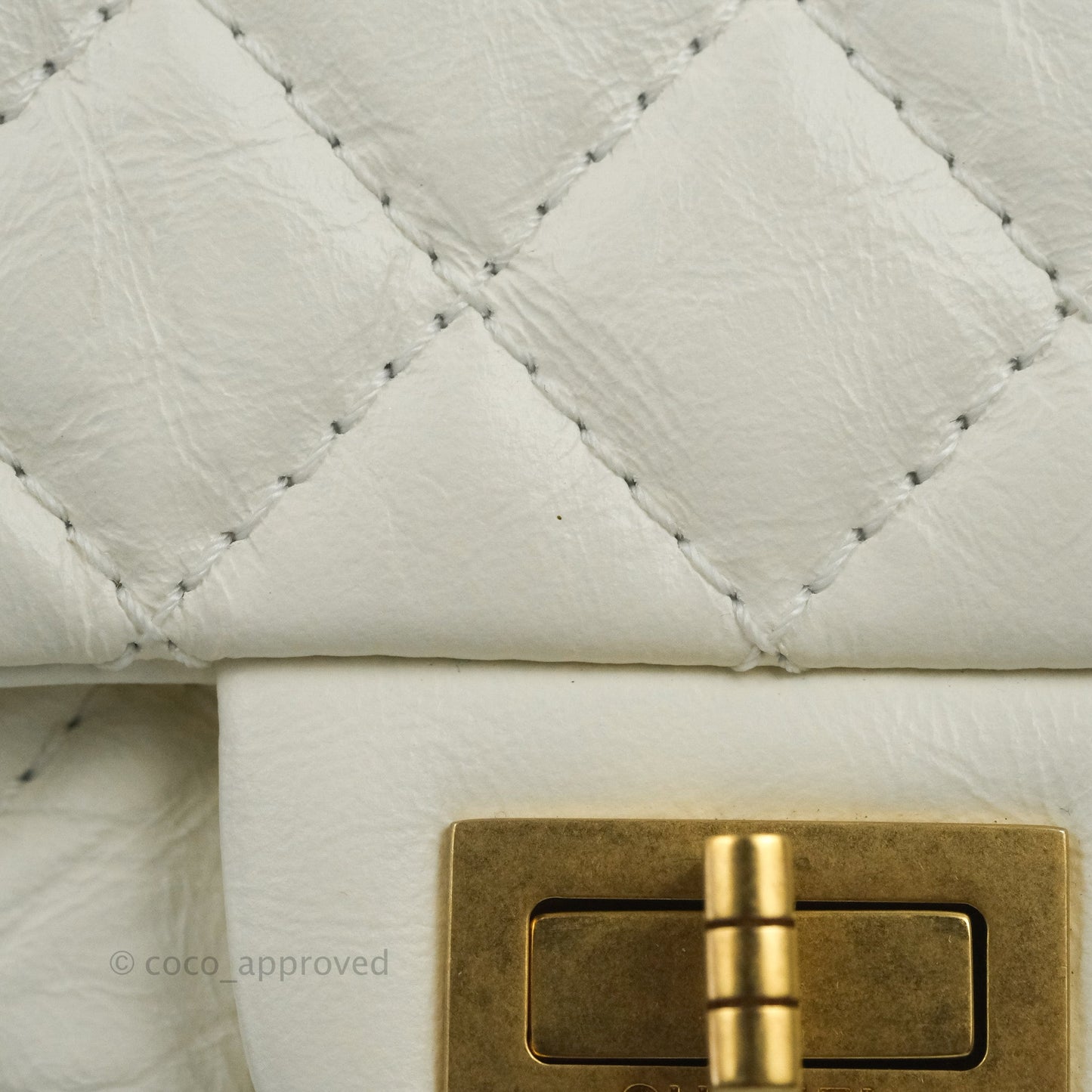 Chanel Mini Reissue 224 White Aged Calfskin Aged Gold Hardware